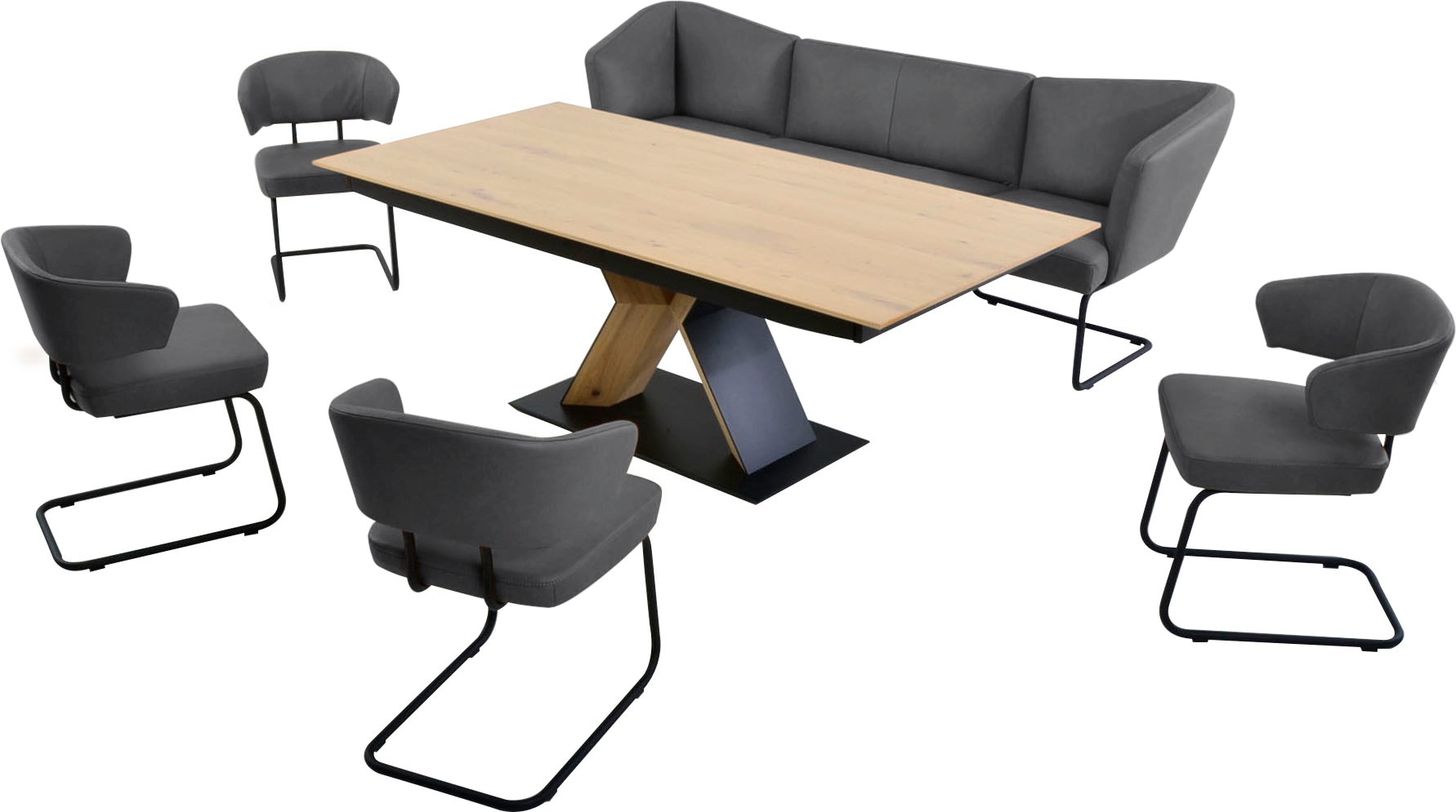 K+W Komfort & Wohnen Essgruppe "Mikkado Tube" 6 Stk. tlg. 4 Freischwinger u günstig online kaufen