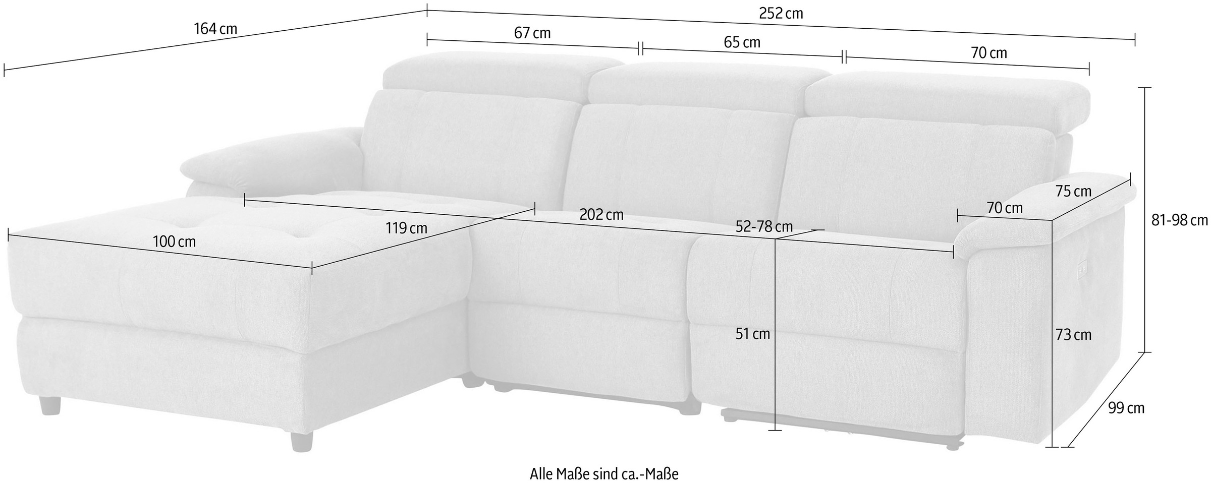 Home affaire Ecksofa »Binado, L-Form,«, mit manueller oder elektrischer Relaxfunktion mit USB-Anschluss