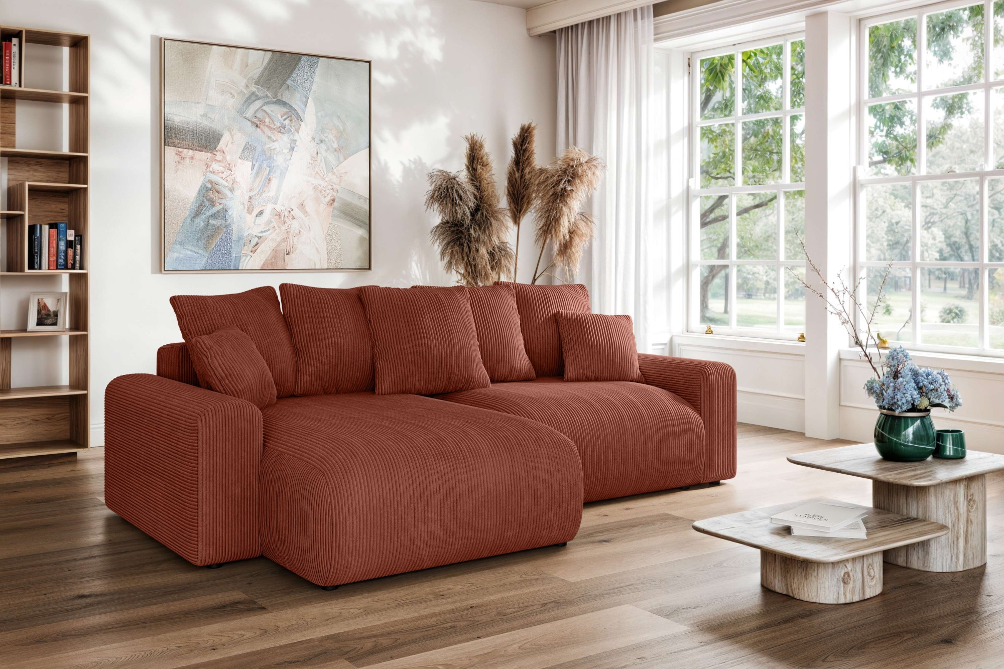 Home affaire Ecksofa »LAKESIDE klein mit Bettfunktion und Bettkasten, B/T/H 235/142/84 cm«, L-Form, Recamiere beidseitig montierbar, mit Wellenunterfederung