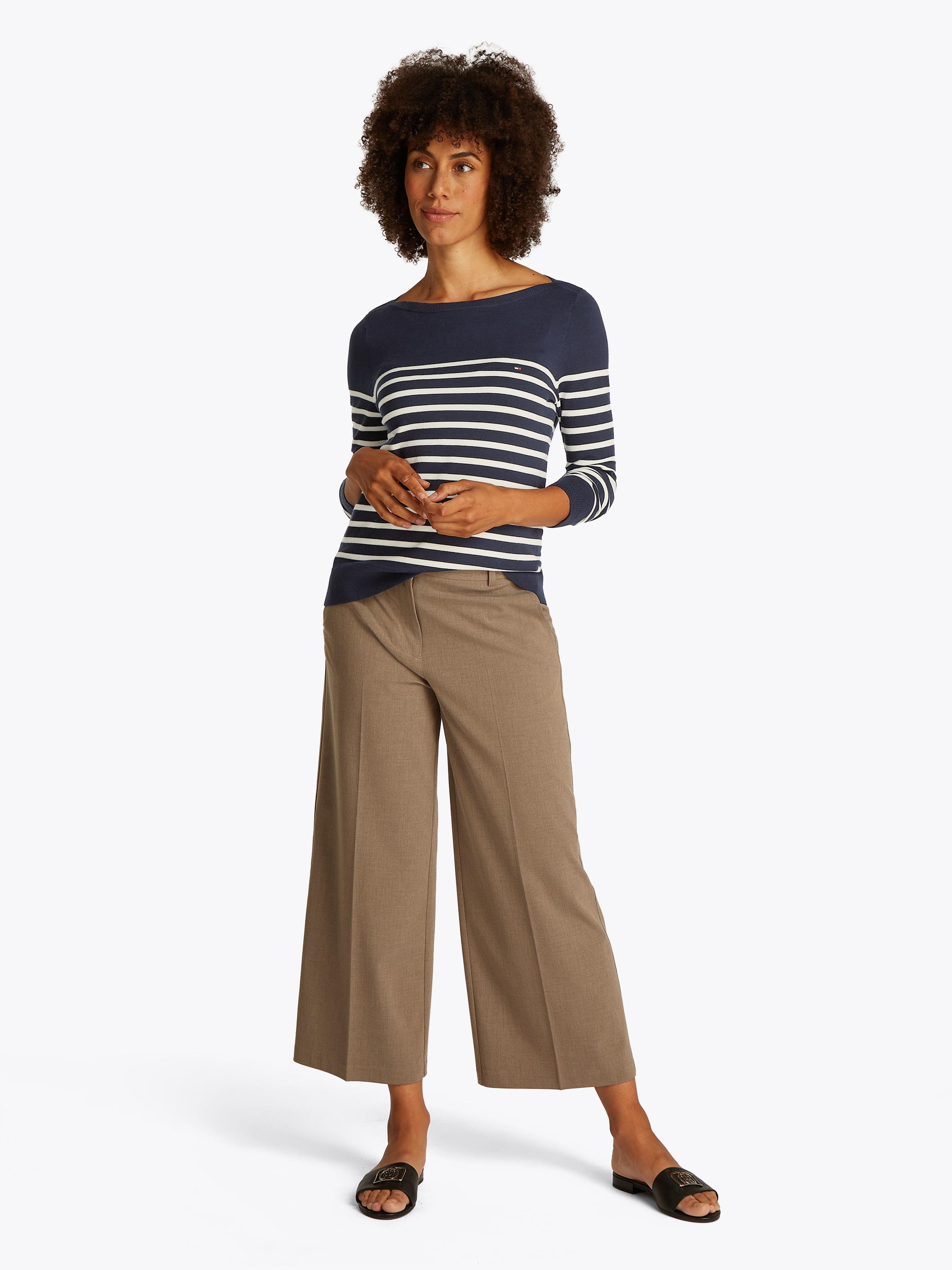 Thumbnail - Tommy Hilfiger Strickpullover "CO JERSEY STITCH BOAT-NECK SWEATER" mit Tommy Hilfiger Logo-Flag am Ärmel, Regular Fit