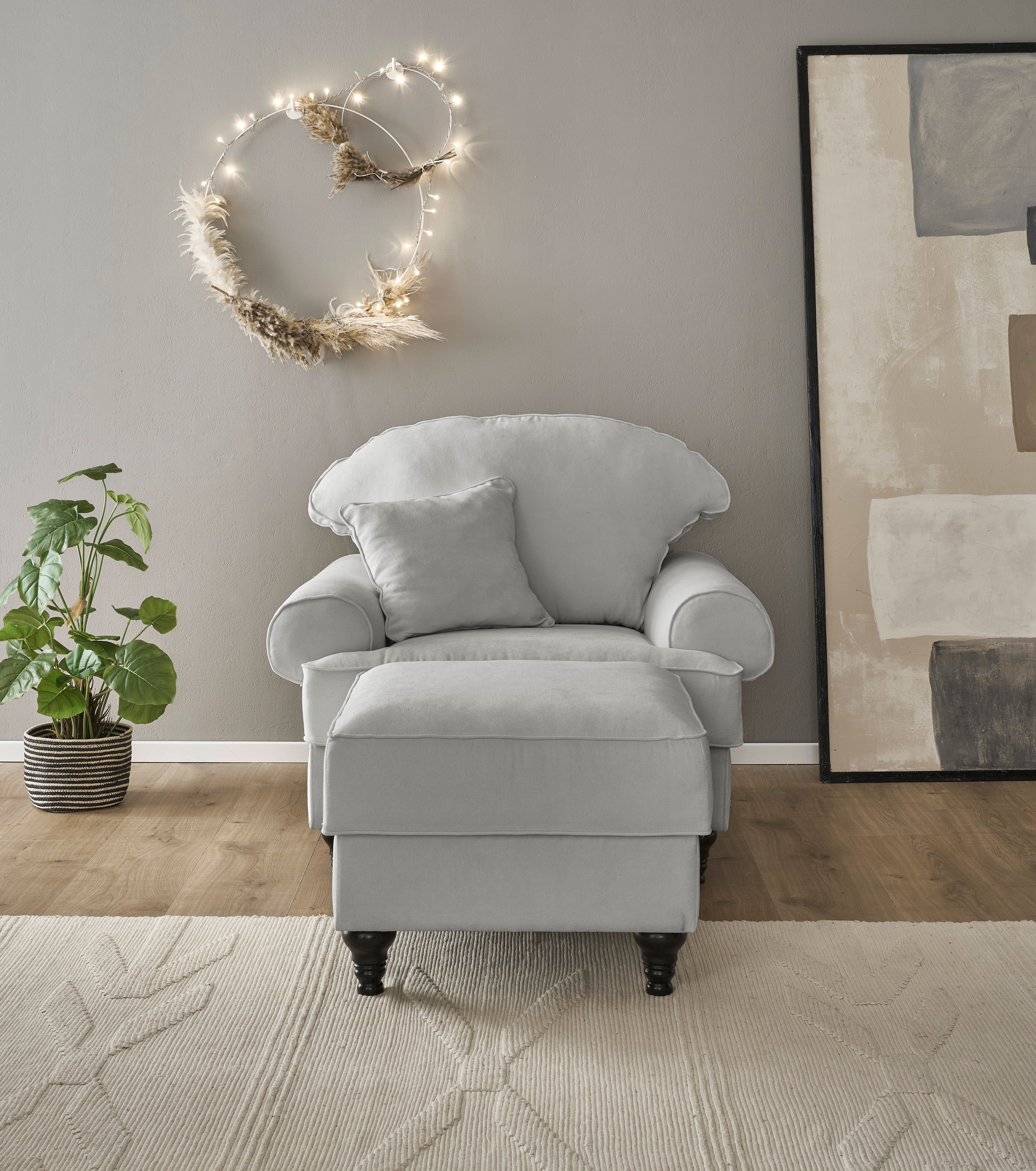 Thumbnail - Home affaire Sessel "WESTMINSTER" Set, 1Sessel, 1 Hocker, 2 Stk. tlg. mit Federkern-Polsterung