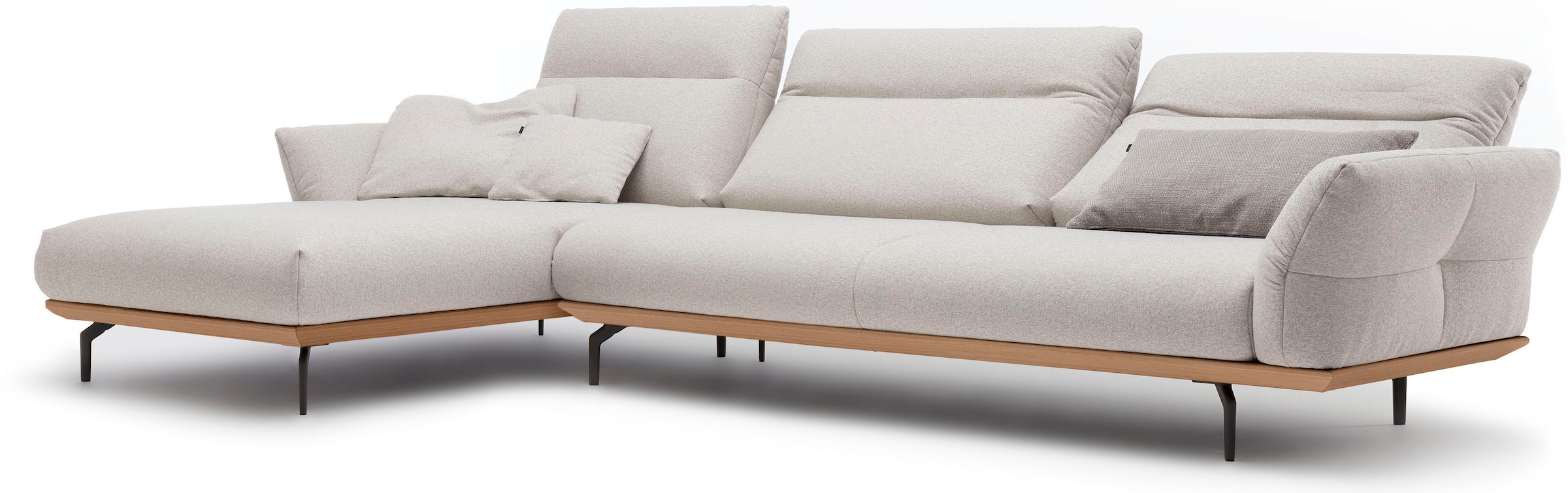 Creation BY ROLF BENZ Ecksofa »CR.460«, Sockel in Eiche, Winkelfüße in Umbragrau, Breite 338 cm