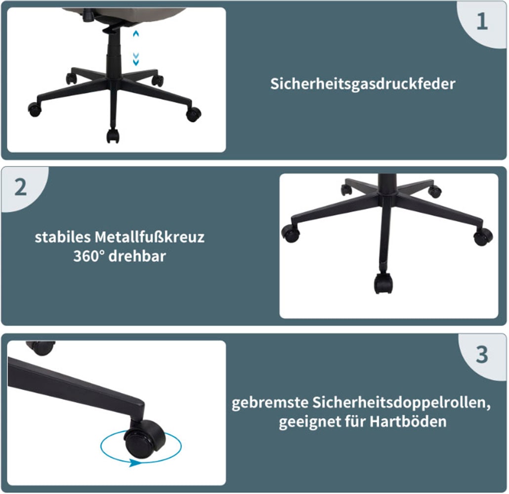 Places of Style Schreibtischstuhl »TEOR«, 1 St., Microfaser, 3-D Armlehnen, Sitztiefen- und höhenverstellung, Lordosenstütze