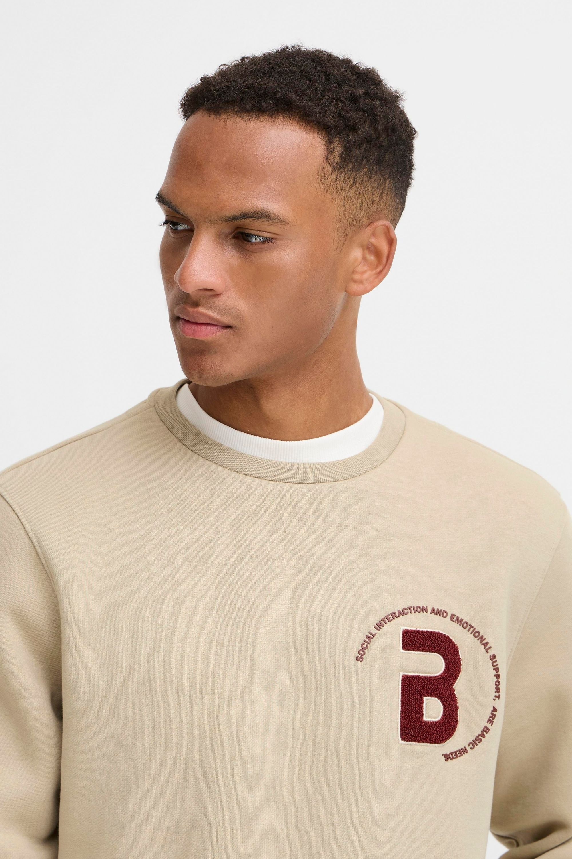 Blend Rundhalspullover »BHFlorian« Lässiger Sweatpullover mit Stickerei