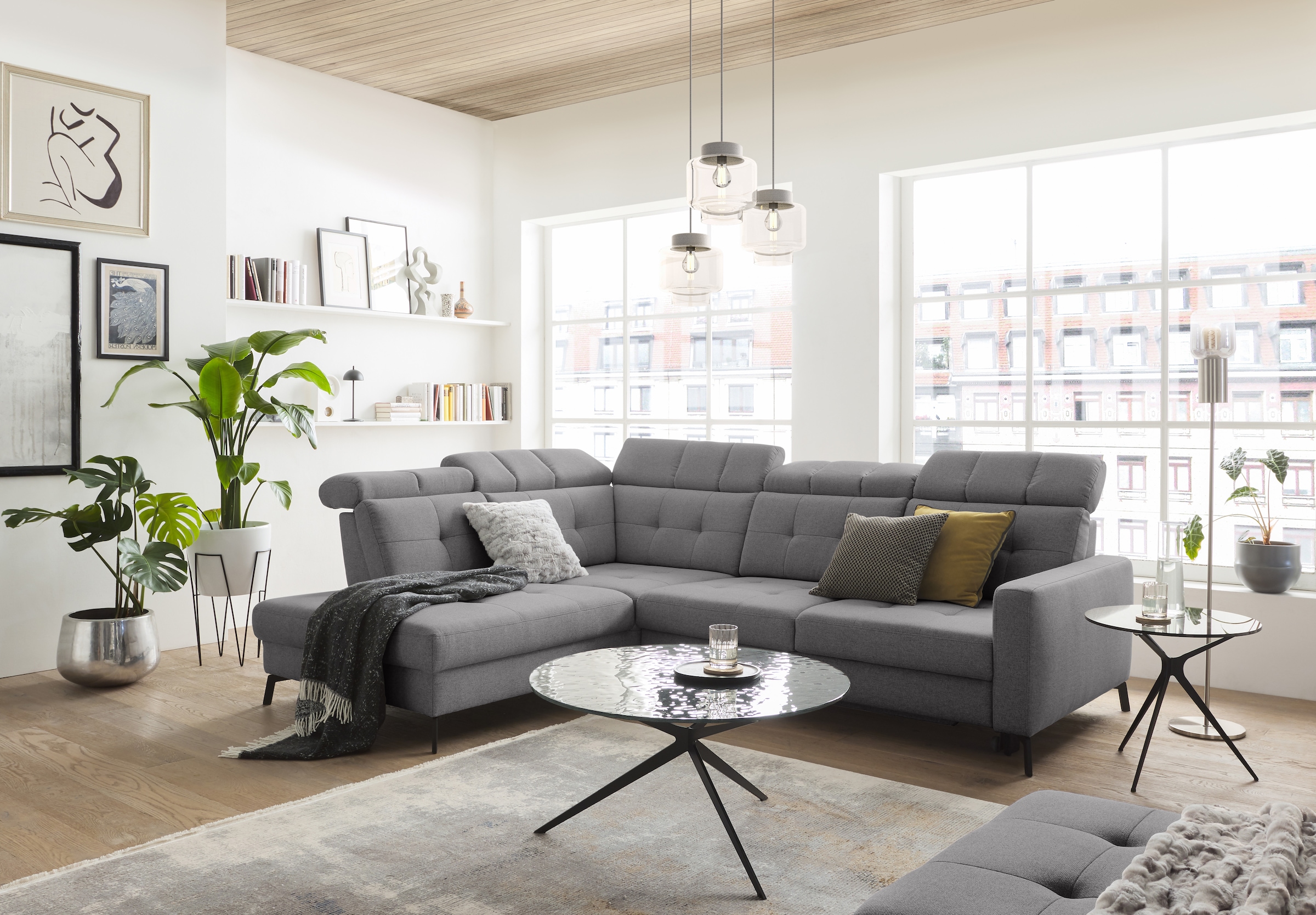 Musterring Ecksofa "MR 4615" mit Kopf- und Rückenverstellung, Metallfuß schwarz, Maße 272 x 214 cm
