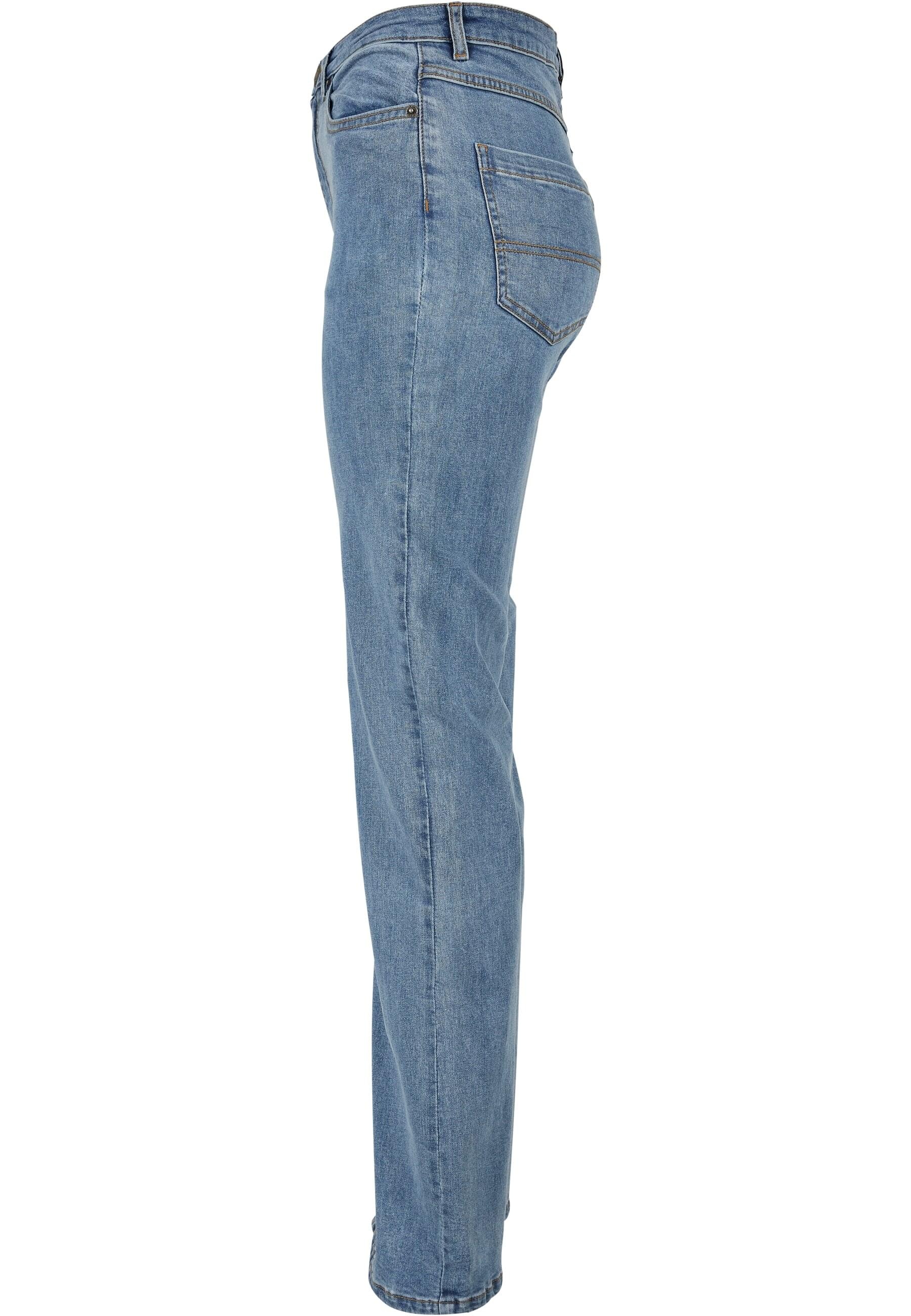 URBAN CLASSICS Bequeme Jeans »Urban Classics Damen Ladies Highwaist Straight Slit Denim Pants«, (1 tlg.)