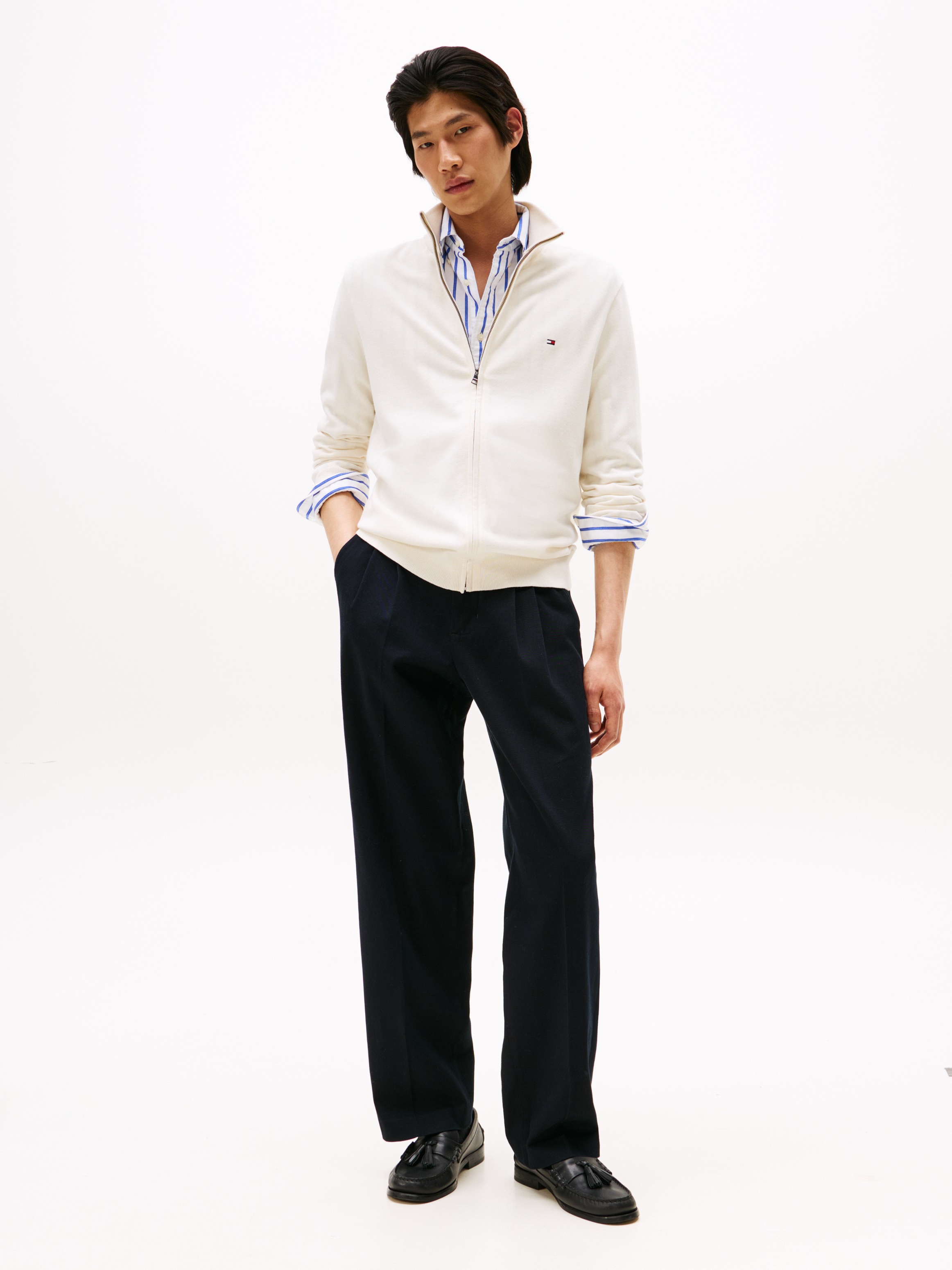 Thumbnail - Tommy Hilfiger Strickjacke "ESSENTIAL COTTON ZIP THRU" mit Logostickerei