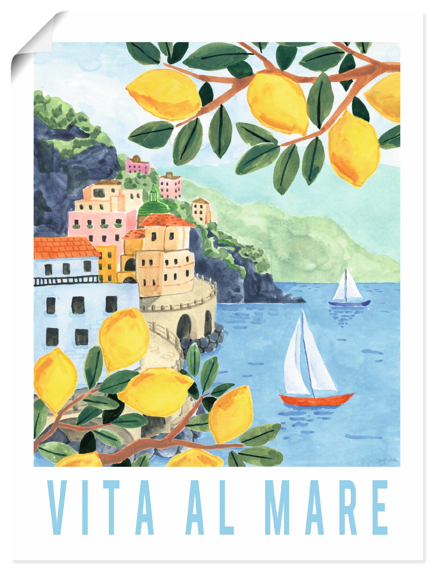 Wandbild ARTLAND "Mediterranean View II", farbe bild(er): farbig, B:90cm H:120cm, Papier, Bilder, als Alubild, Leinwandbild, Poster, Wandaufkleber in verschied. Größen