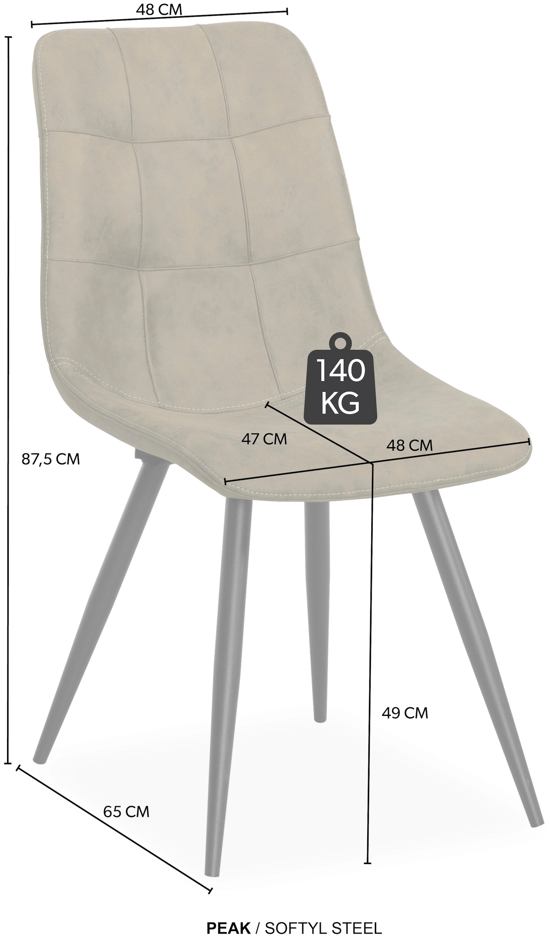 OMG Design Esszimmerstuhl »Peak«, (Set), 1 St., Stoff, moderne Sitzschale in Microfaser Lederoptik