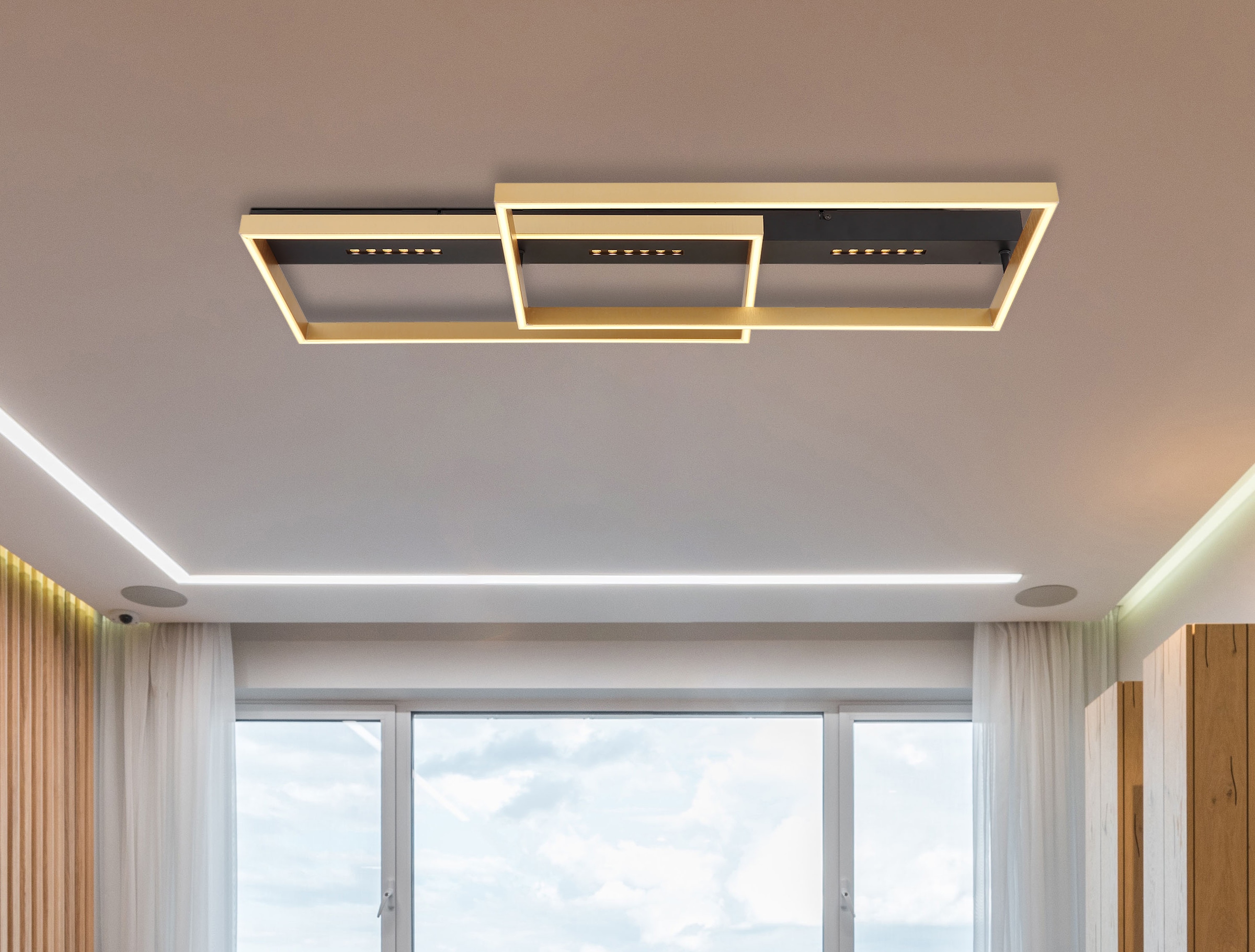 GLOBO LIGHTING LED Deckenleuchte »LUFFY«, Leuchtmittel LED-Modul | LED fest integriert, Deckenlampe/LxBxH: 900x398x102mm/Wohnzimmer/Schlafzimmer/modern