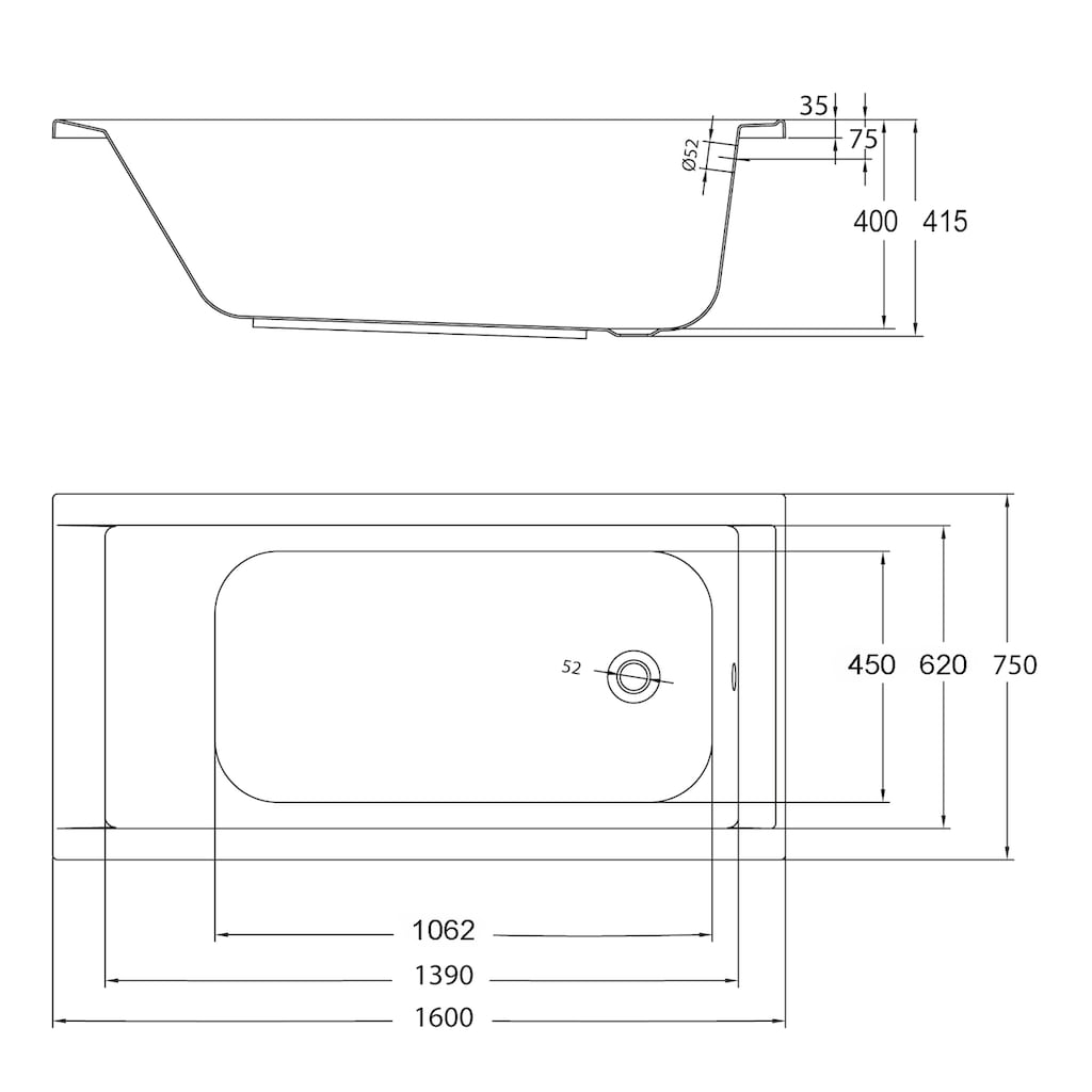 OTTOFOND Badewanne »Costa«, (2 tlg.)