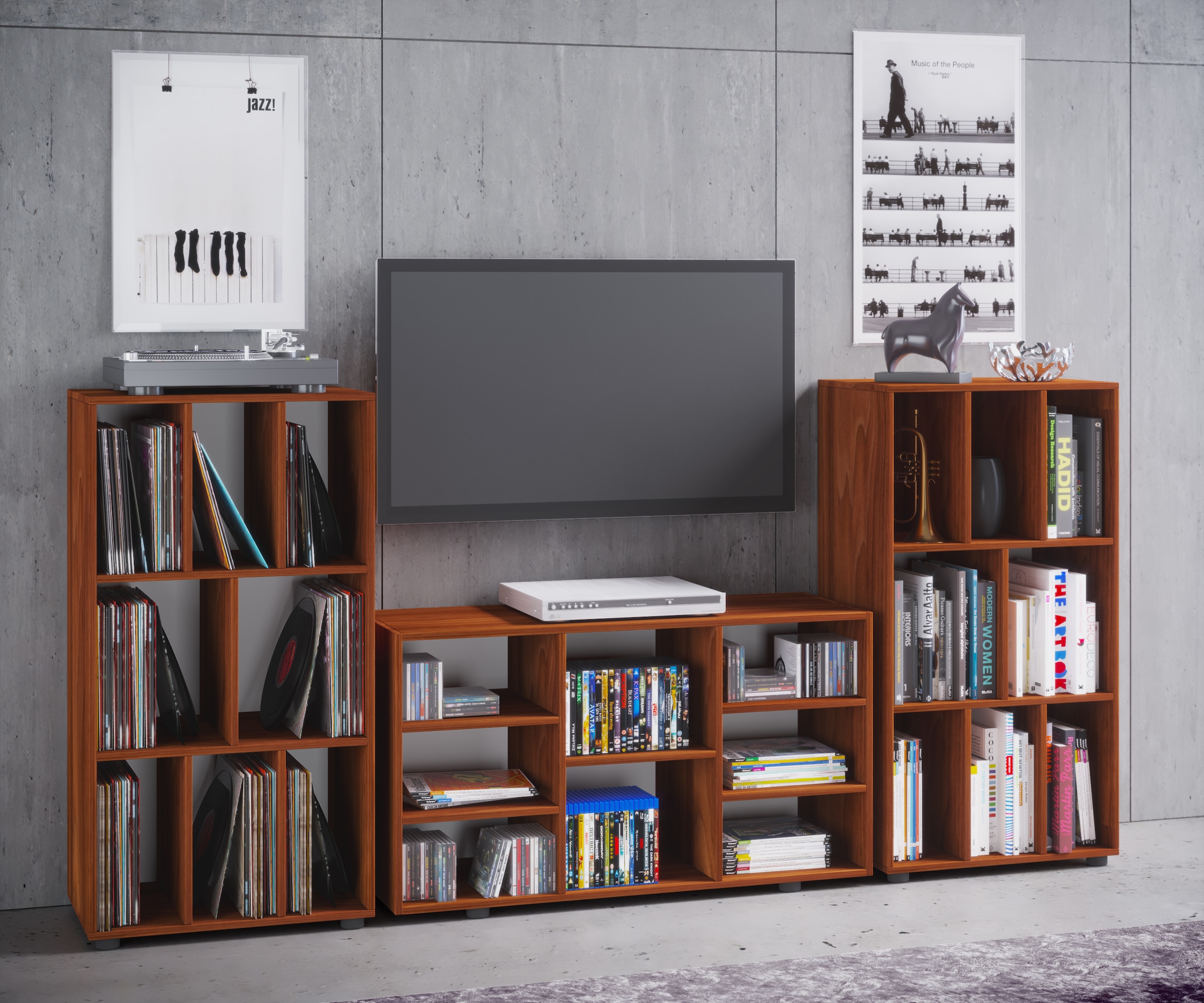 VCM Kommode »VCM Holz Kommode | Sideboard mit praktischen Fachbodeneinteilung | Schallplattenregal | Maße ca. H. 114 x B. 60 x T. 40 cm - Woltino«, (VCM Woltino)
