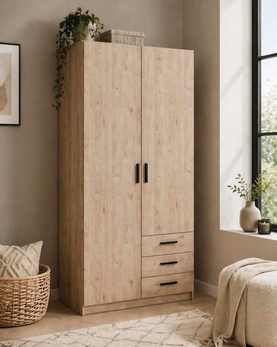 Home affaire Kleiderschrank "Sprint, viel Stauraum, robuste Qualität, 3 Breiten 98, 147, 195 cm" Breite 98,5/147 oder 195,5 cm, je mit Einlegeböden und Kleiderstange