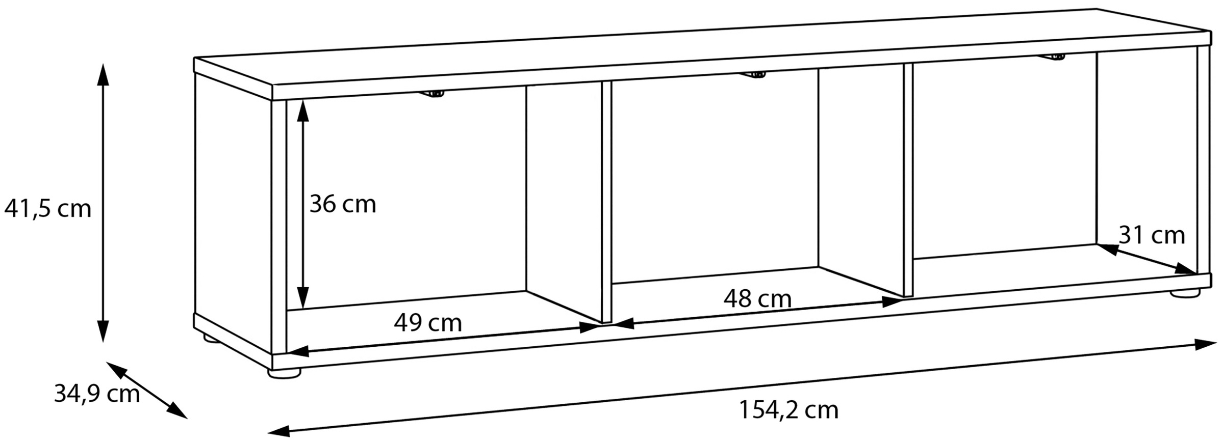 FORTE Lowboard B/H/T 154,2/41,5/34,9 cm Klapptüren