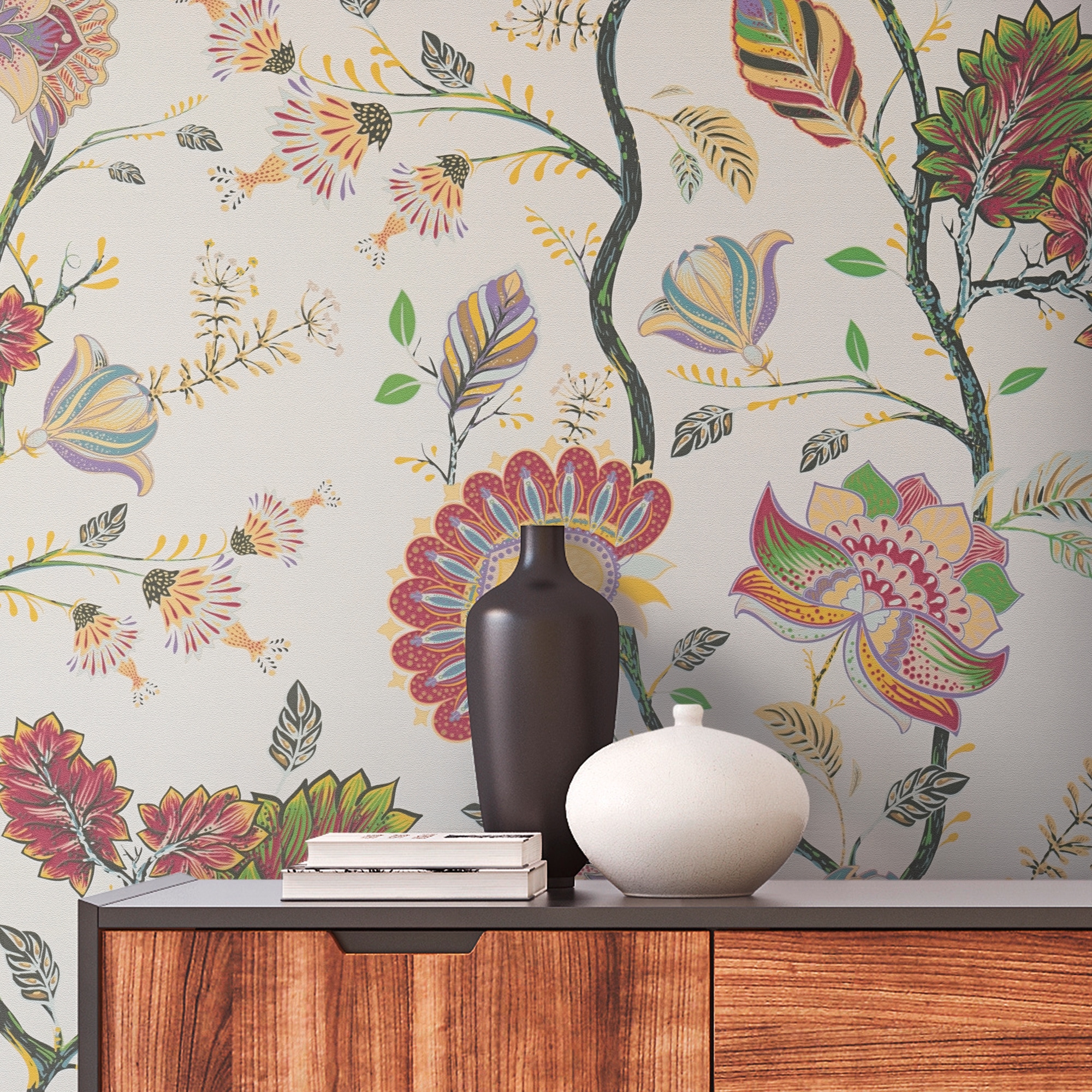 A.S. Création Vliestapete »Bunte Floral« geblümt leicht strukturiert Vliestapete floral Blumen Landhaus, Bunt und Creme