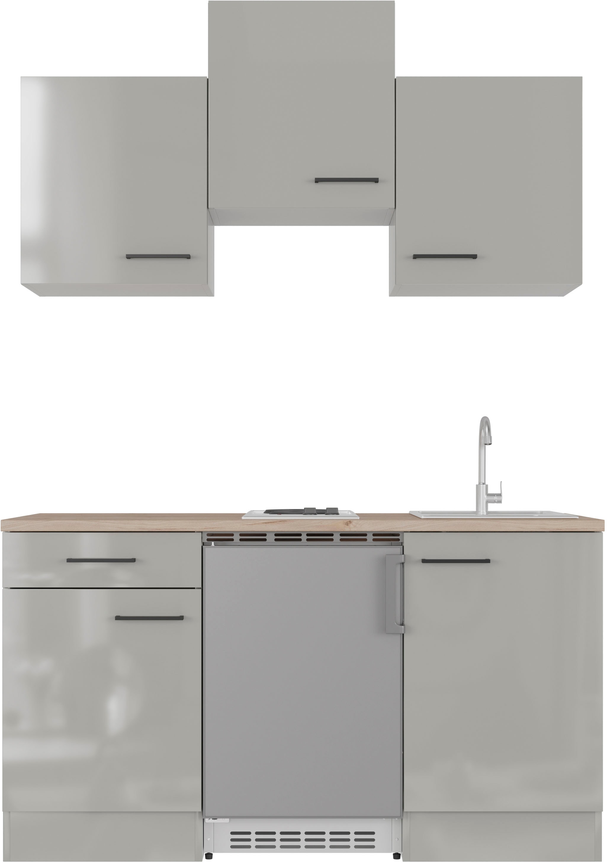 Flex-Well Pantryküche "Lund" mit E-Geräten, Gesamtbreite 150,5 cm, gänzende Fronten