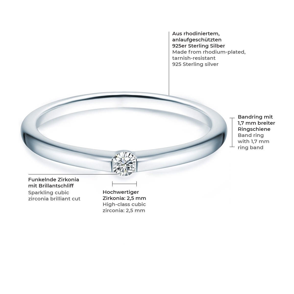 Trilani Fingerring »X884« mit Zirkonia