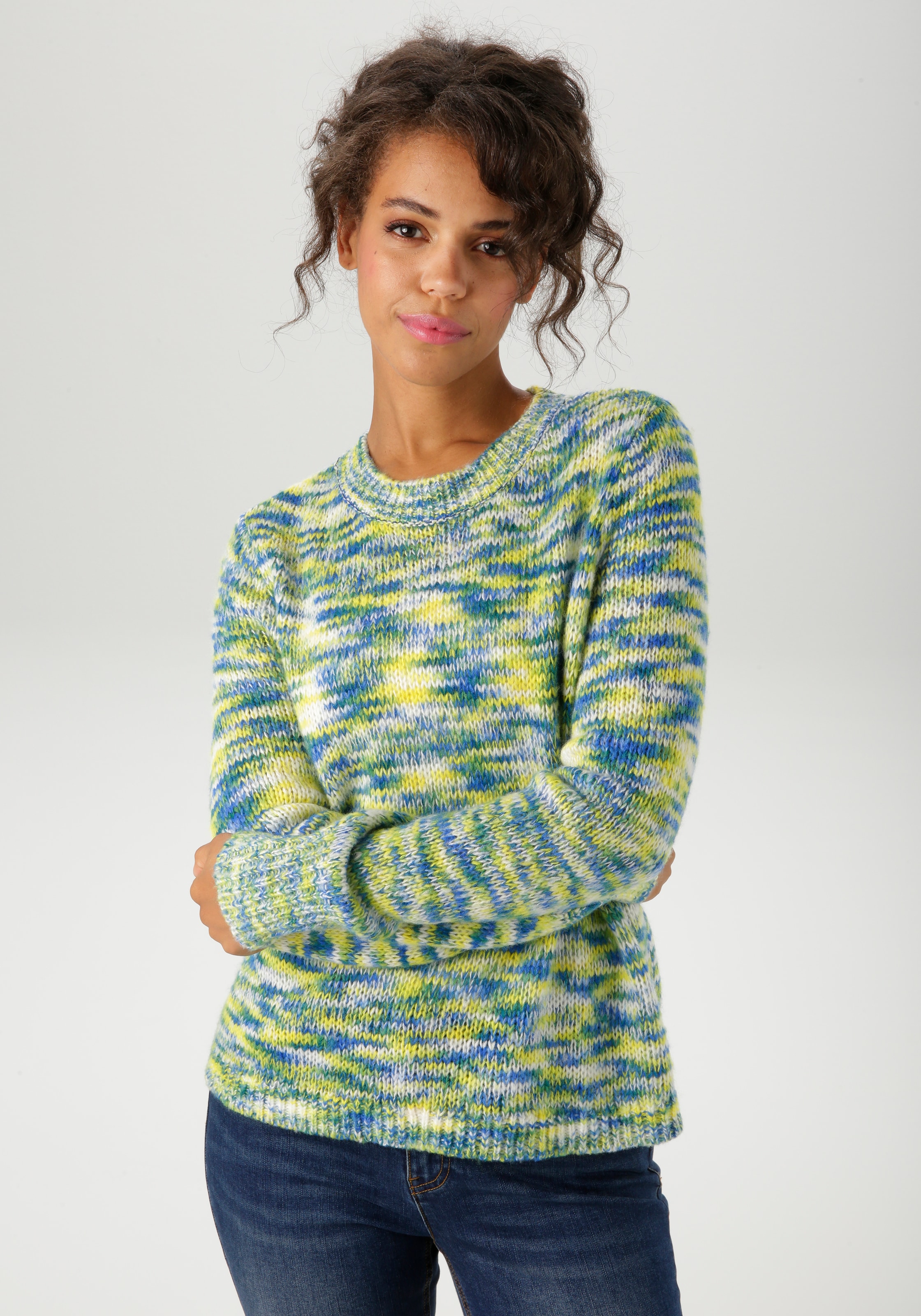 Aniston CASUAL Strickpullover, aus trendigem Multicolor-Garn -jedes Teil ei günstig online kaufen