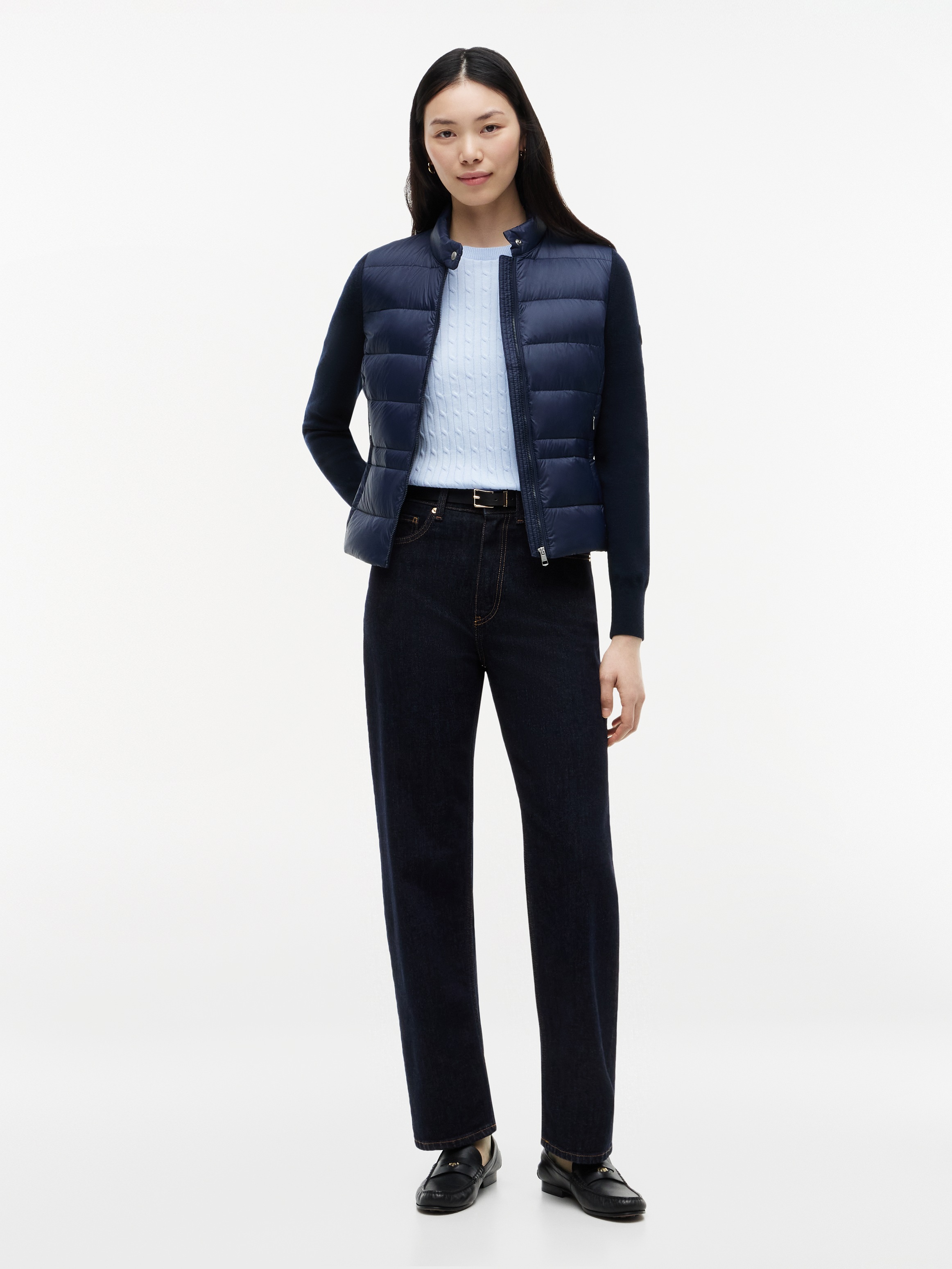 Tommy Hilfiger Steppjacke »LW DOWN KNIT MIX JACKET« ohne Kapuze Stehkragen, Materialmix mit Steppqualität