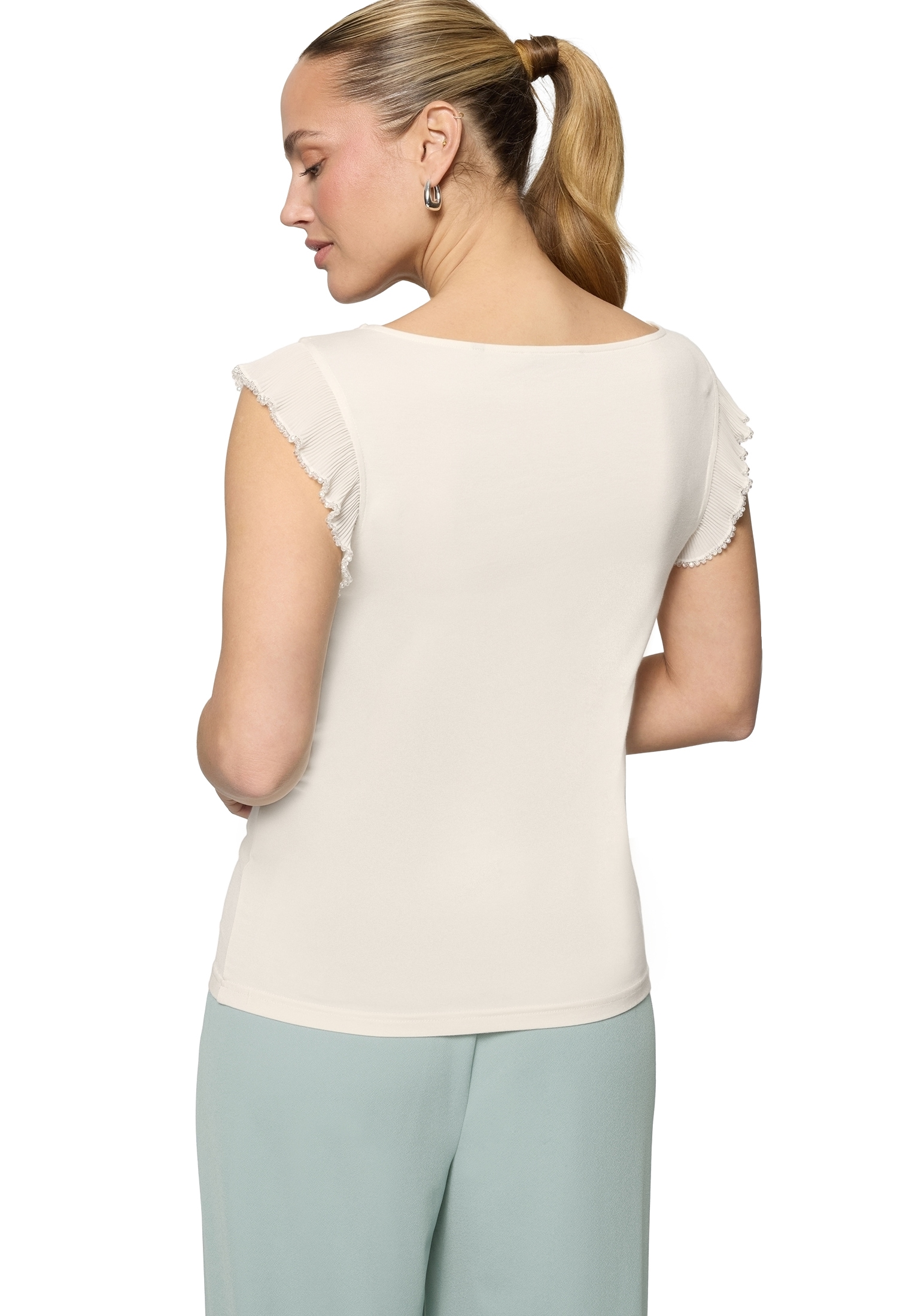 Zero Kurzarmshirt »Damen Rüschen mit Perlen« 1 Perlen