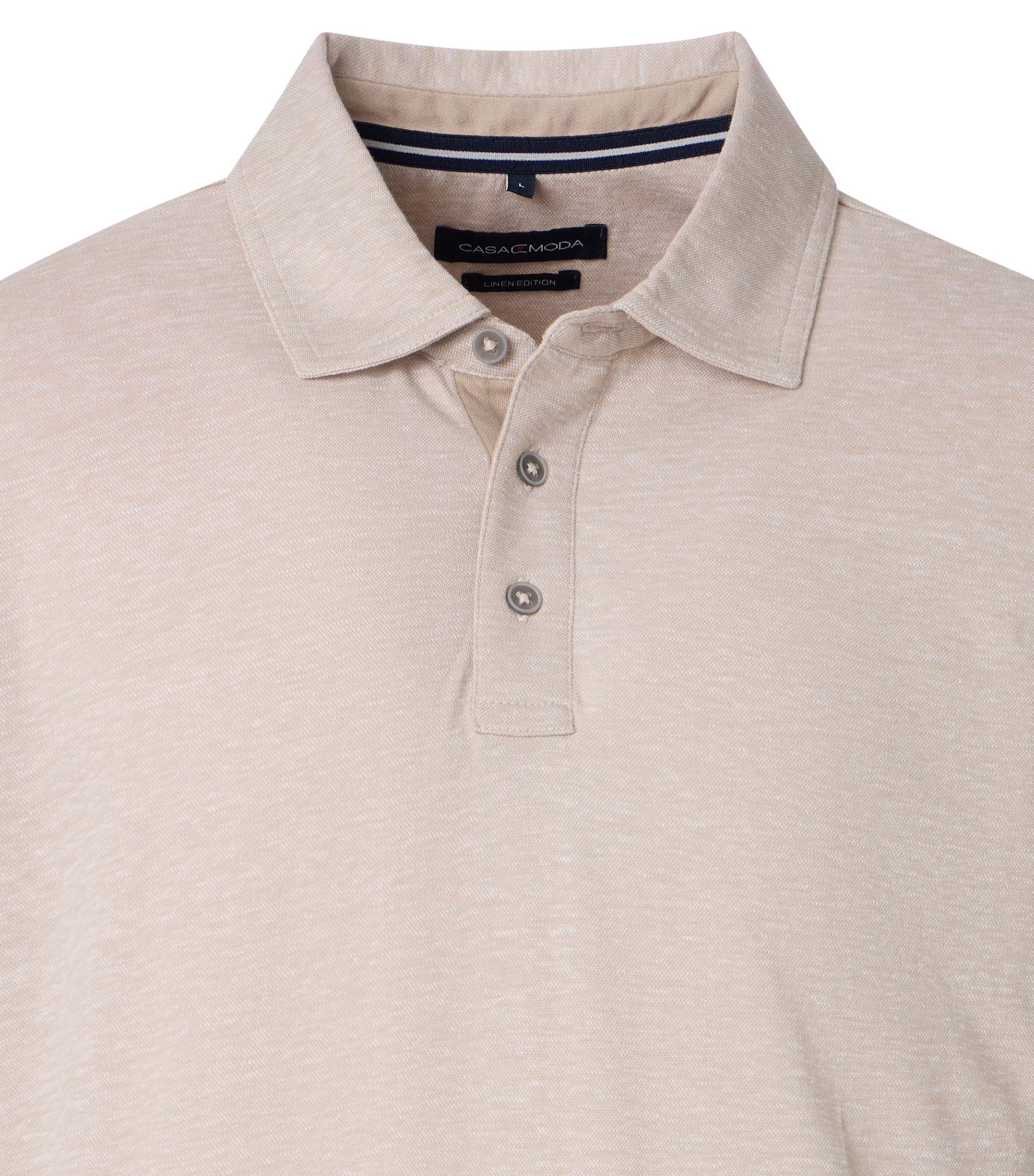 Poloshirt CASAMODA "CASAMODA Polo-Shirt uni", Herren, Gr. S, beige, 70% Baumwolle, 30% Leinen, Shirts 2