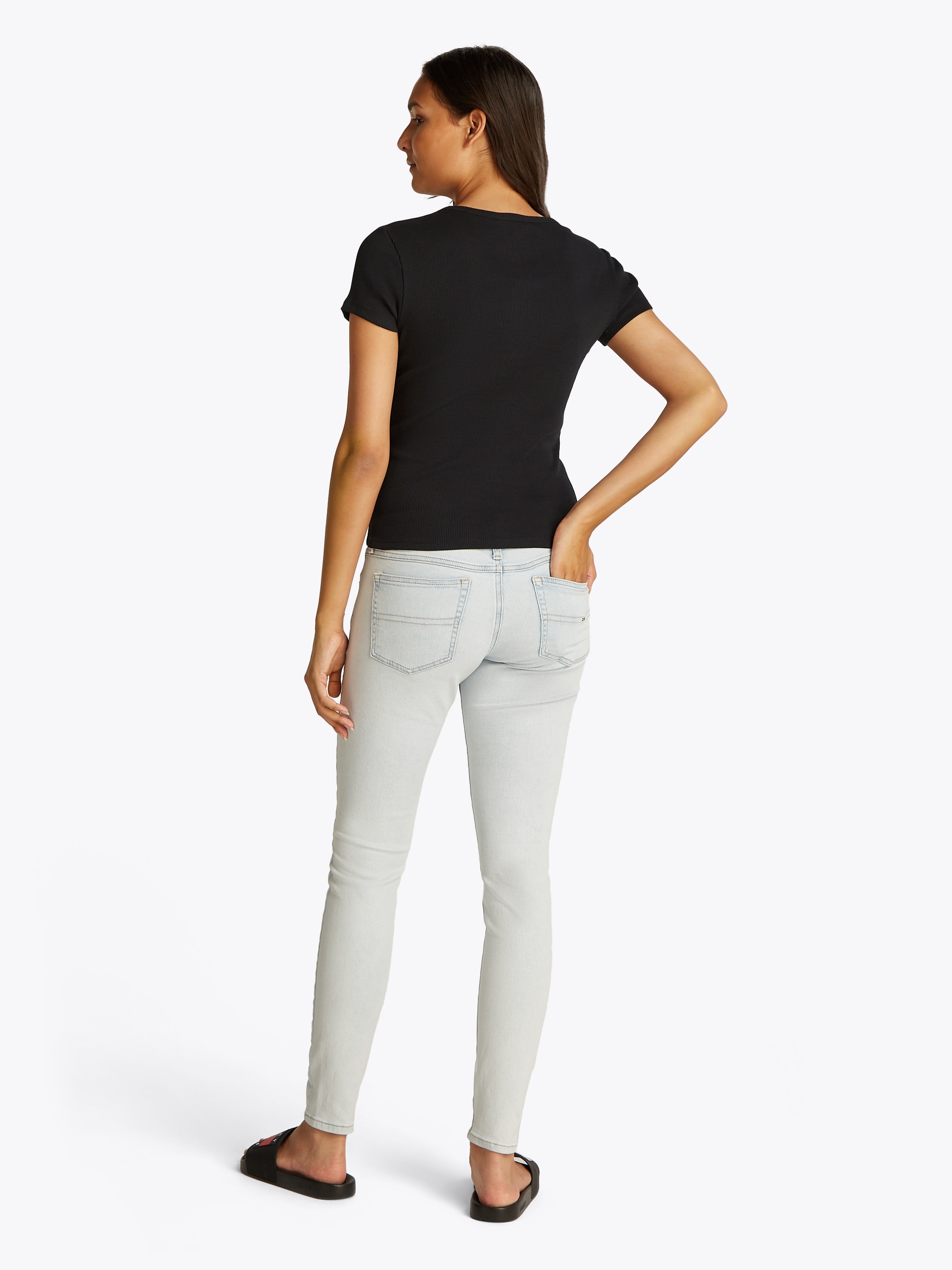 Tommy Jeans T-Shirt »TJW SLIM BUTTON RIB C-NECK SS«, mit Knöpfen