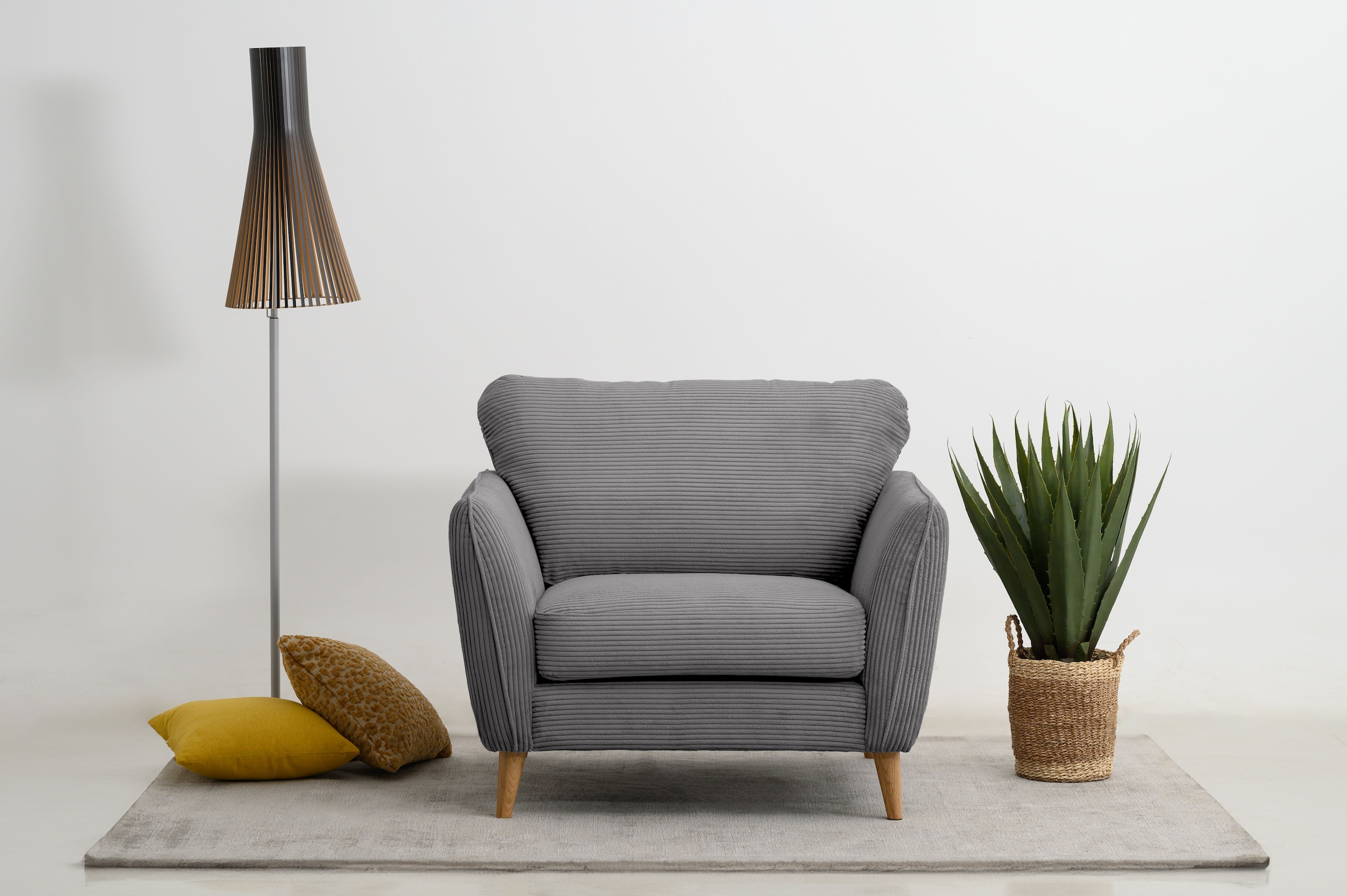 Home affaire Sessel "MARSEILLE", Massivholzbeine Eiche, Landhausstil, Welle günstig online kaufen