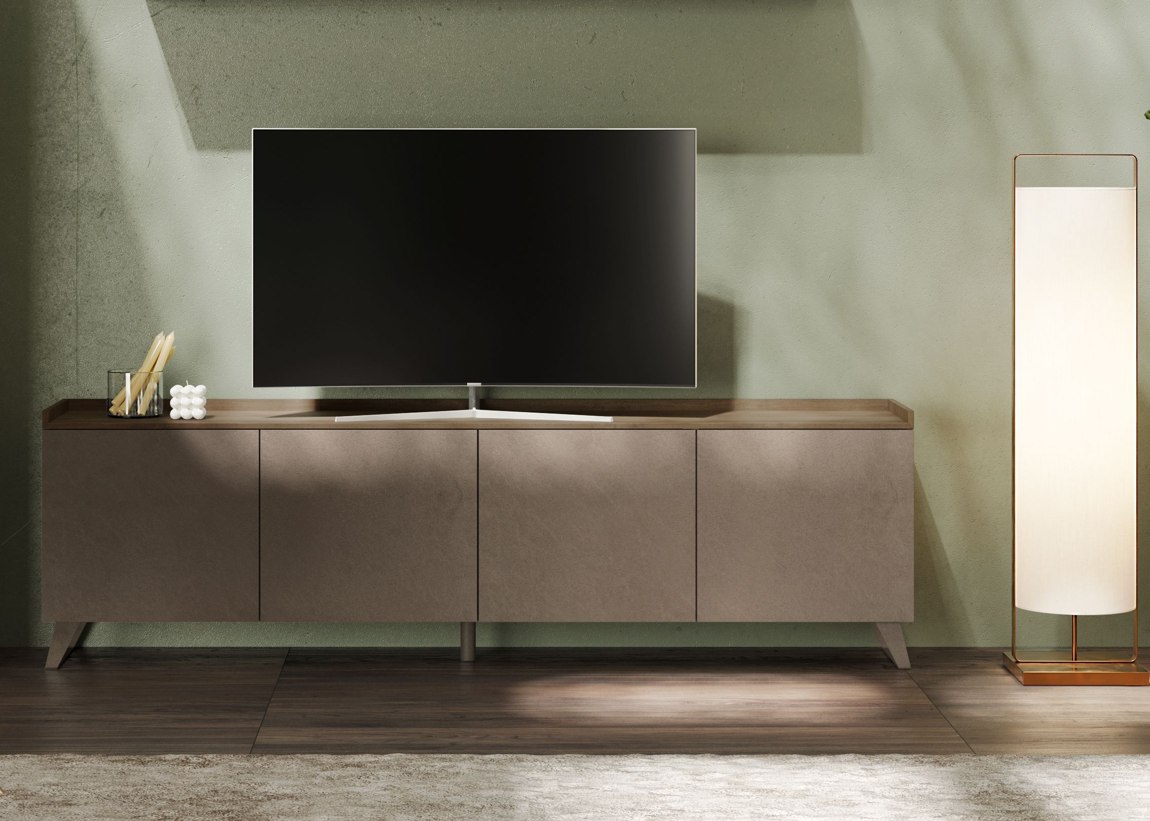 Home affaire "Tray, Breite 241, TV-Bank mit 4 Türen" Top "Tablet", Push-to-open Funktion