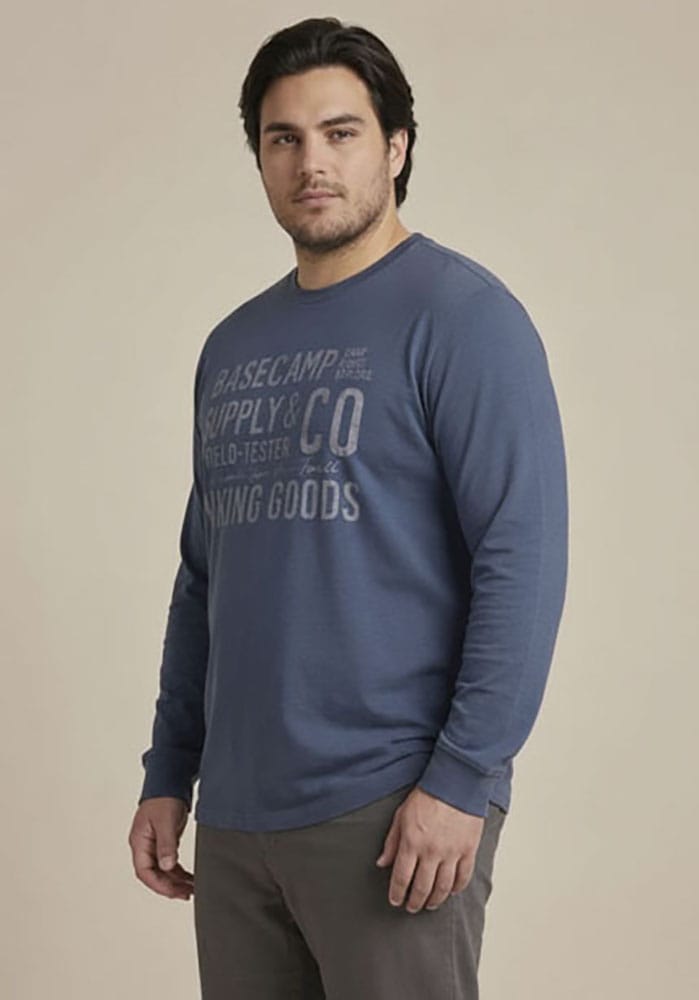 Mans World Plus Rundhalsshirt "auch in Grosse Größen bis Gr. 7XL" Regular Fit, Langarm, bedruckte Optik, für Casualmode