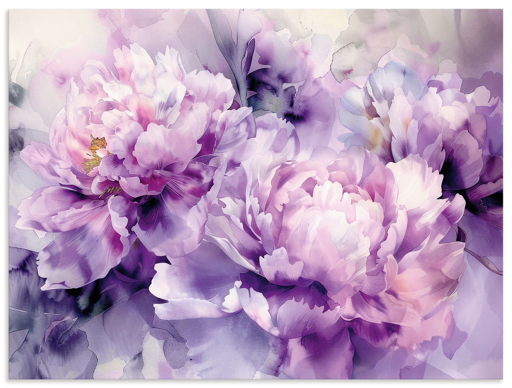 ARTland Lila Farbene Pfingstrosen Aquarell Wall Art Purple 60x45cm