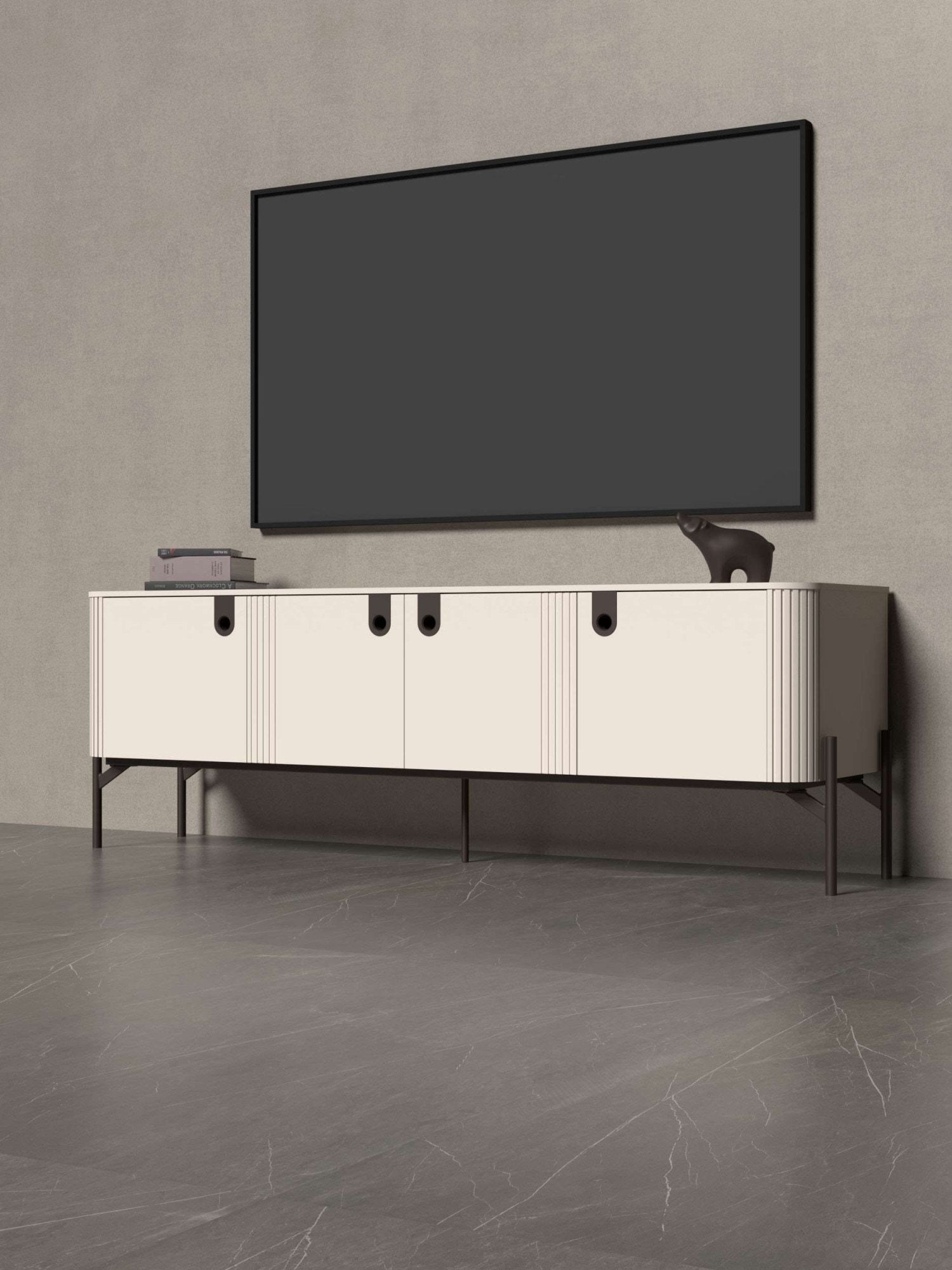 OTTO home Lowboard "Rondo TV-Board, TV-Kommode, TV-Schrank, TV-Unterschrank, TV-Möbel" UV lackiert, Soft Close Funktion, Metallrahmen als Basis des Elements