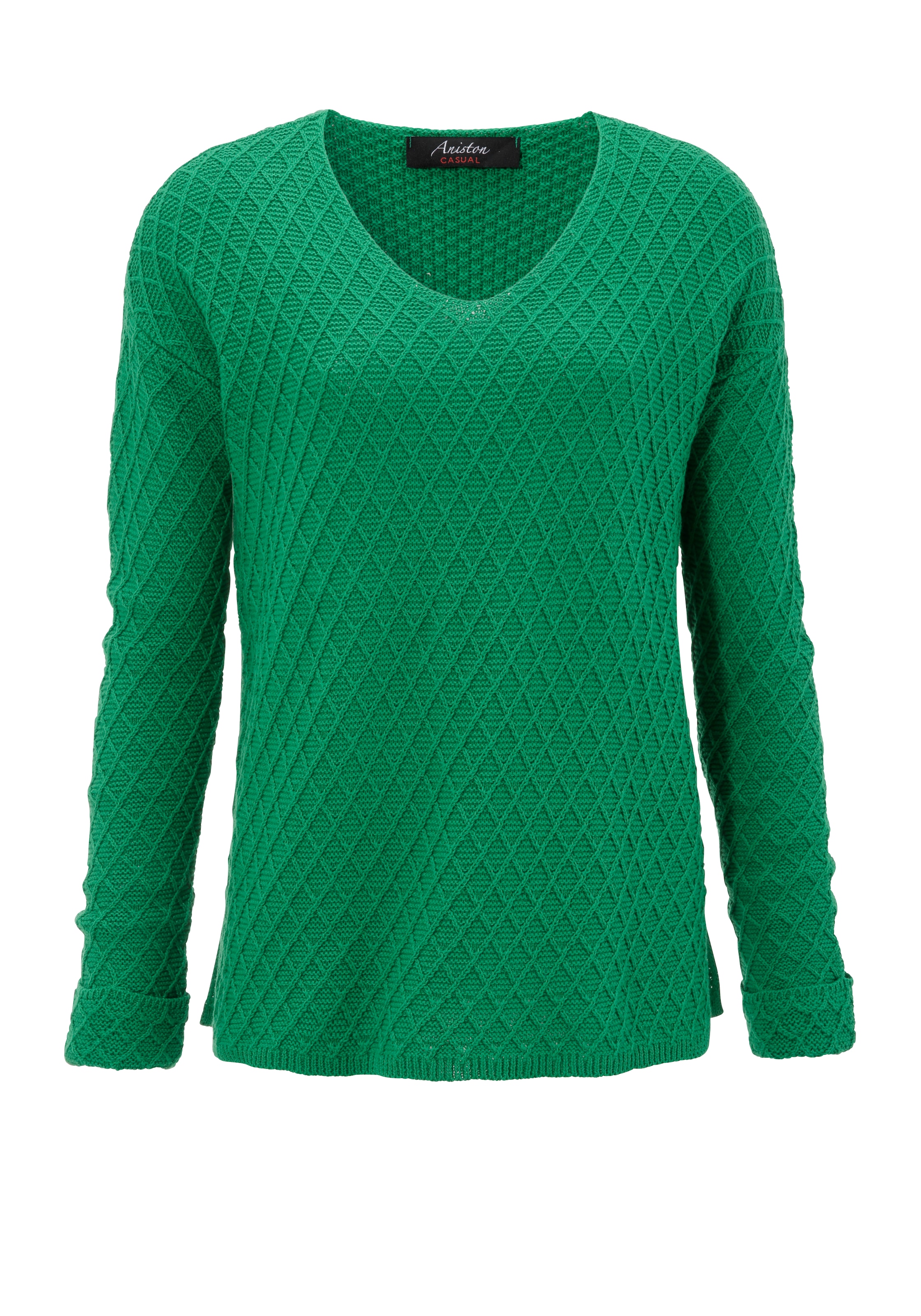 Aniston CASUAL V-Ausschnitt-Pullover, im trendigen Mustermix