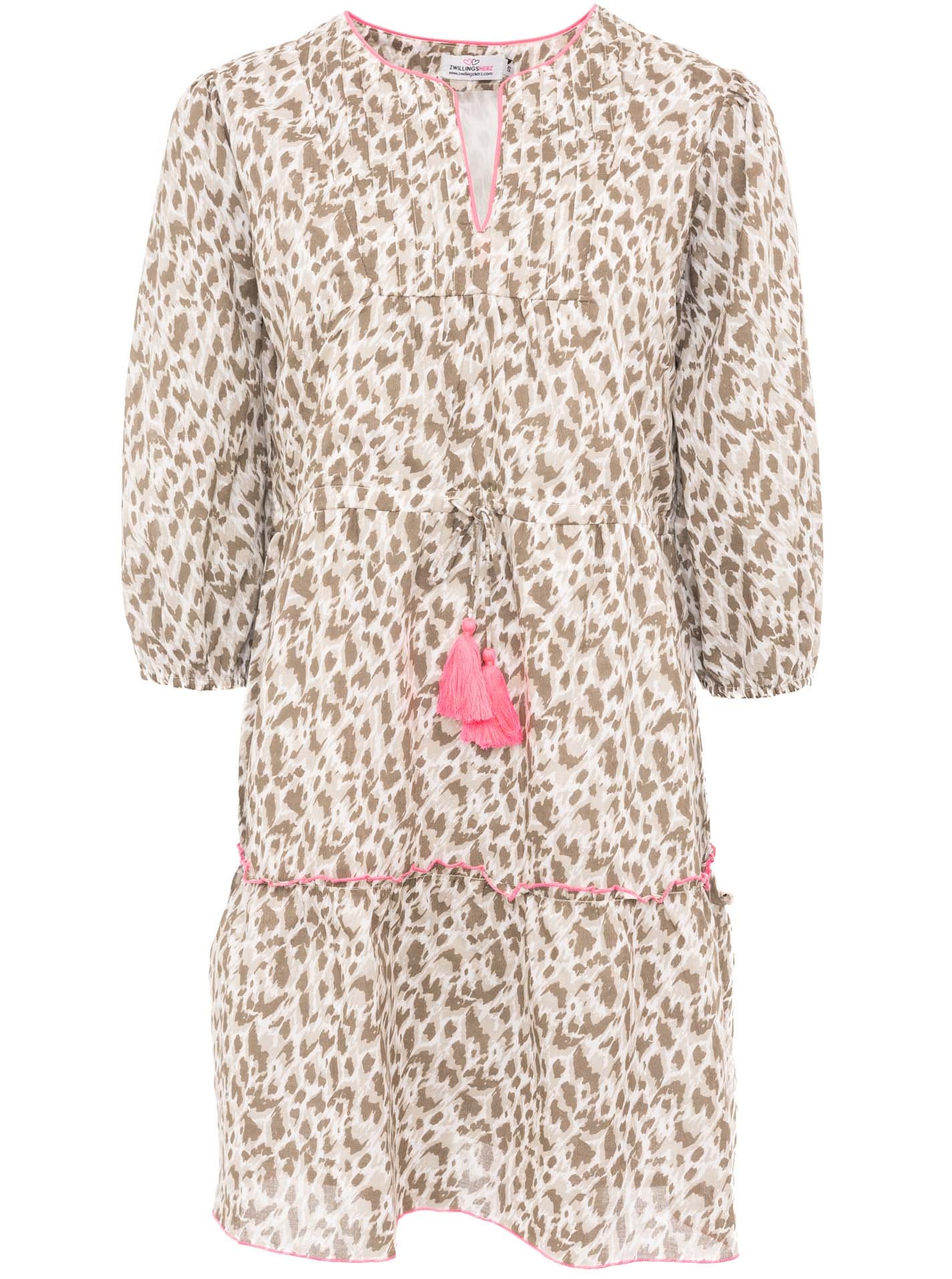 Zwillingsherz Sommerkleid ""Colorful Leopard"", zum Binden mit Tasseln und günstig online kaufen