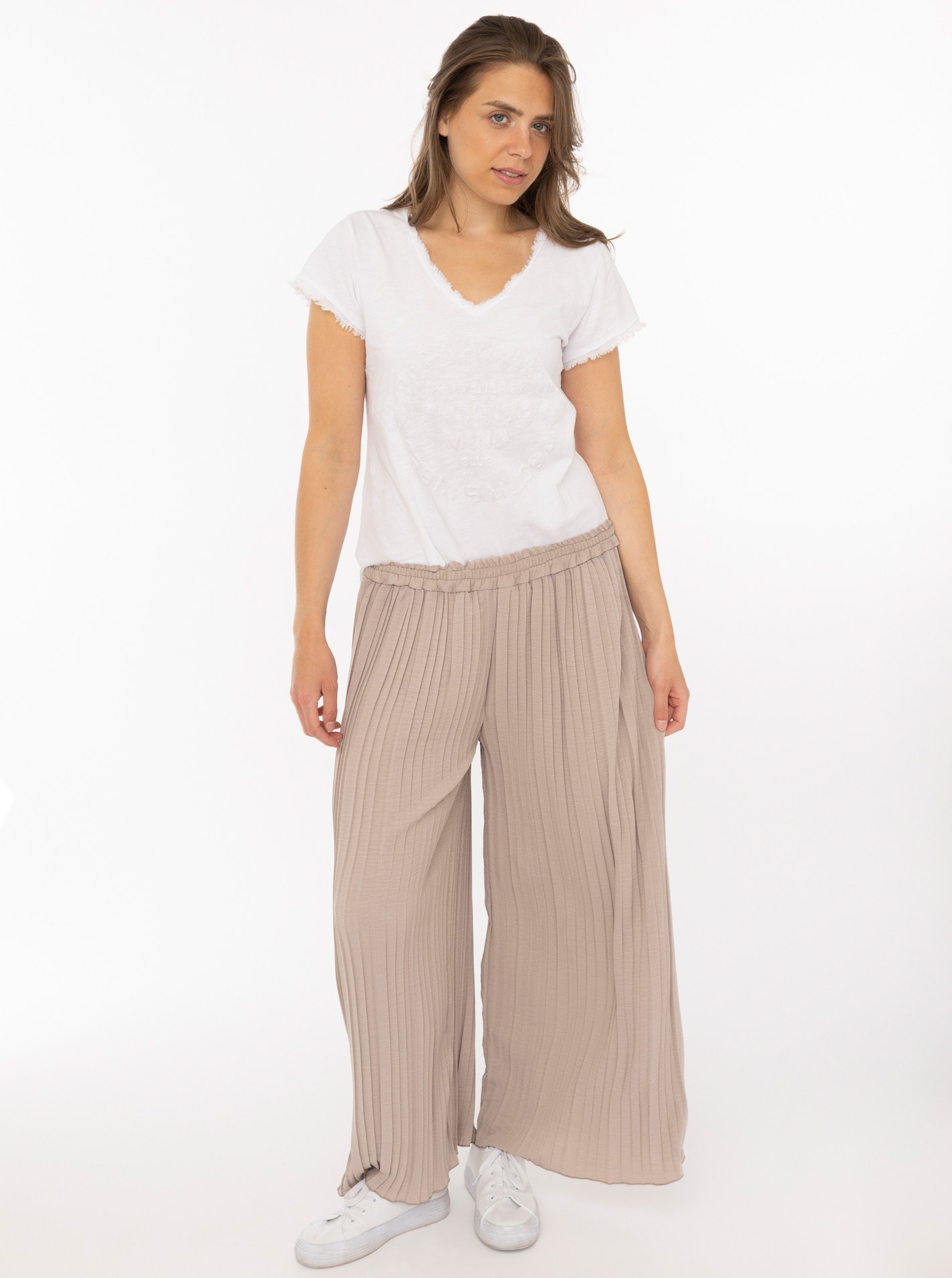 Zwillingsherz Stoffhose ""Summer"" Plissee-Struktur, lockerer Sitz, elastischer Bund