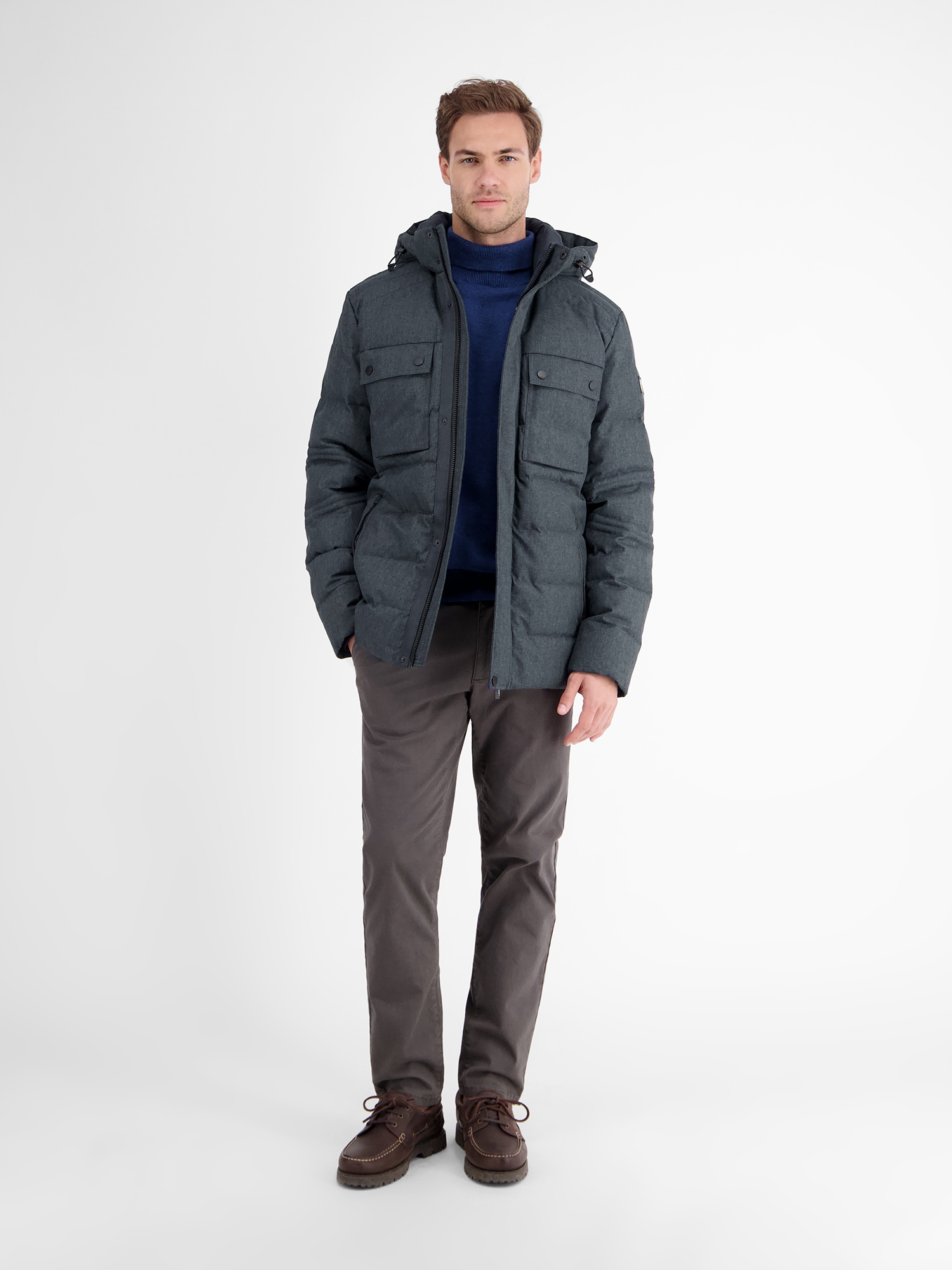 LERROS Steppjacke »LERROS Herren Fieldjacket in Woll-Optik«, mit Kapuze, Wasser- und windabweisend, atmungsaktiv