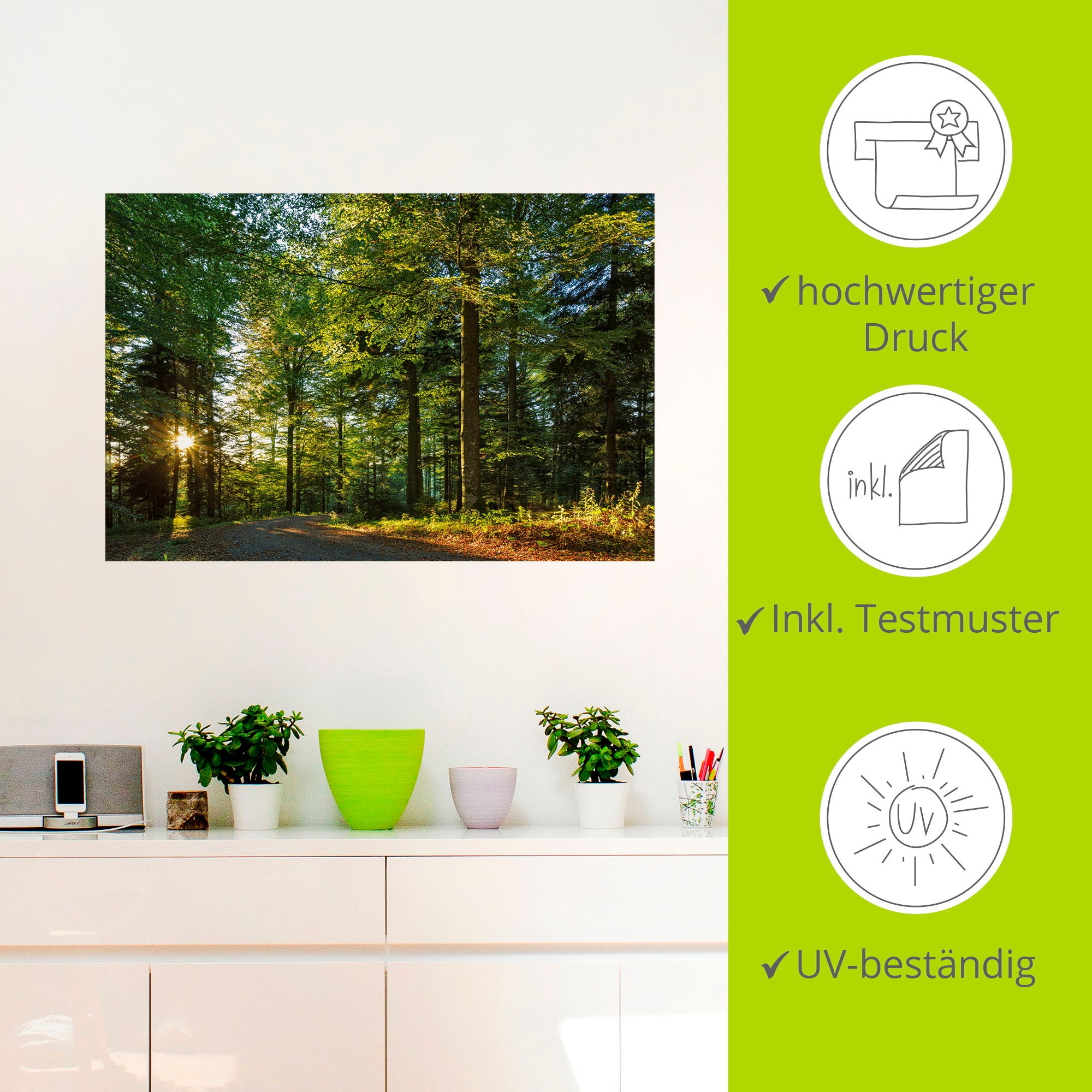 Artland Wandbild »Waldweg im Romantischen Schwarzwald«, Waldbilder, (1 St.), als Alubild, Outdoorbild, Leinwandbild, Wandaufkleber, versch. Größen