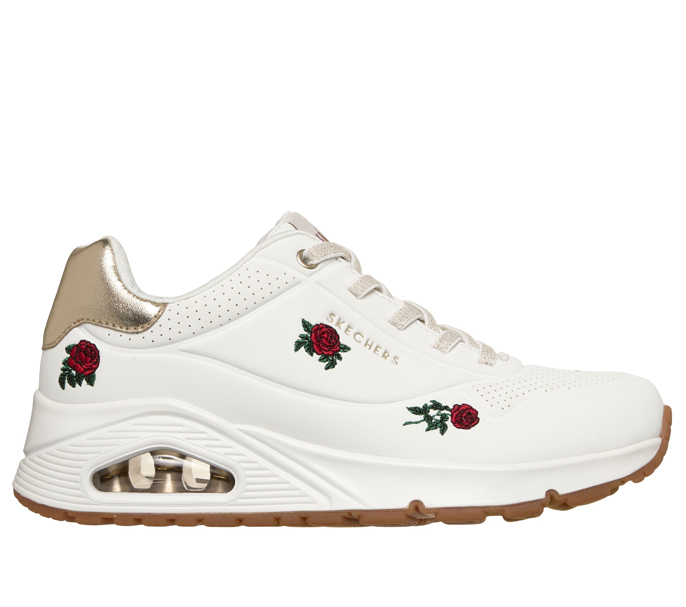 Skechers Sneaker »UNO-CHAMPAGNE & ROSES«  Freizeitsneaker, Halbschuh mit Rosen-Stickerei