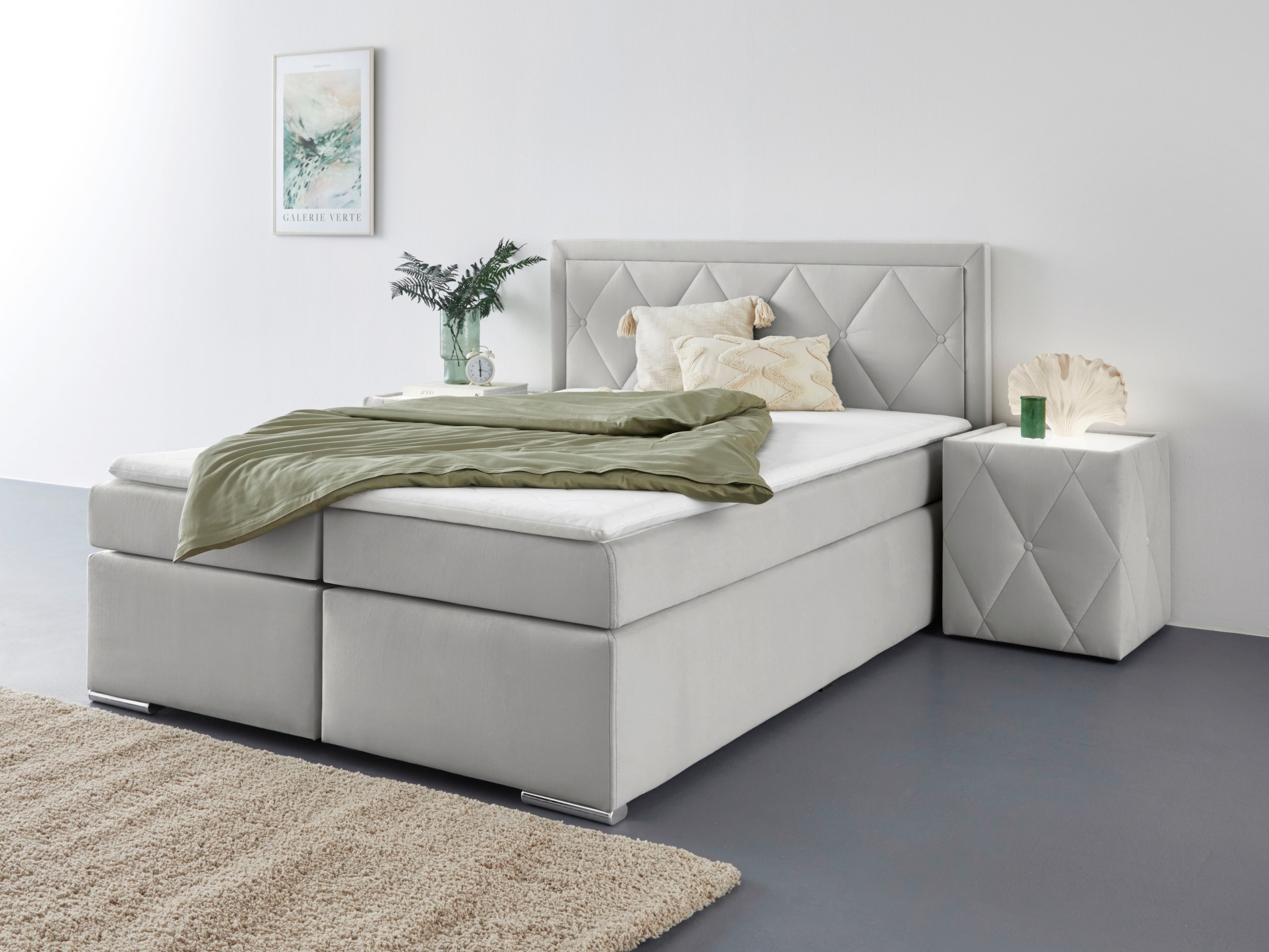 Leonique Boxbett »Alfie, Bestseller, wahlweise mit Bettkasten«, mit Knopfheftung im Kopfteil, H2, H3 und H4 wählbar