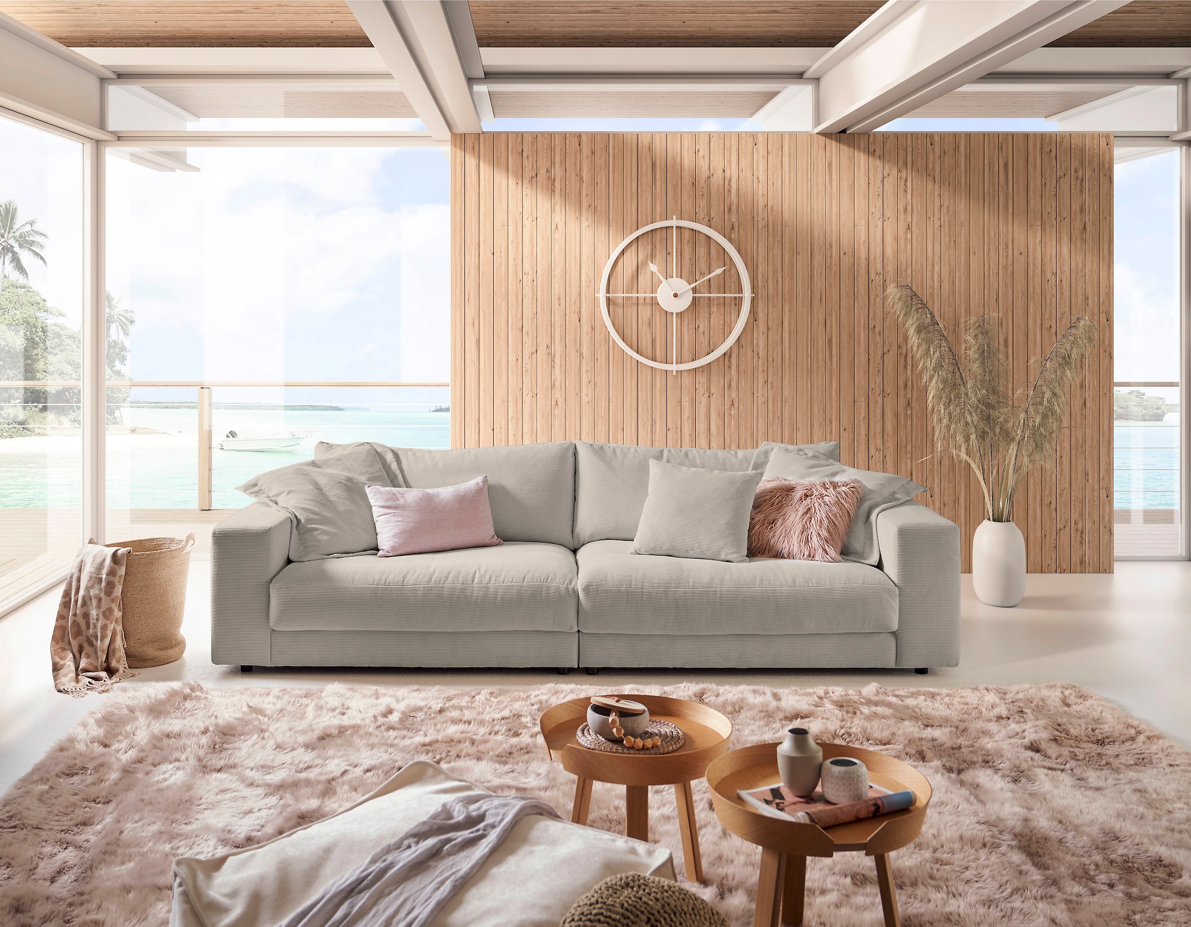 Home affaire Big-Sofa "Enisa, bequeme, legere Polsterung B/T/H: 290/127/85 cm, Mega Sofa" Zeitloses und stylisches Loungemöbel, in Fein- und Breitcord