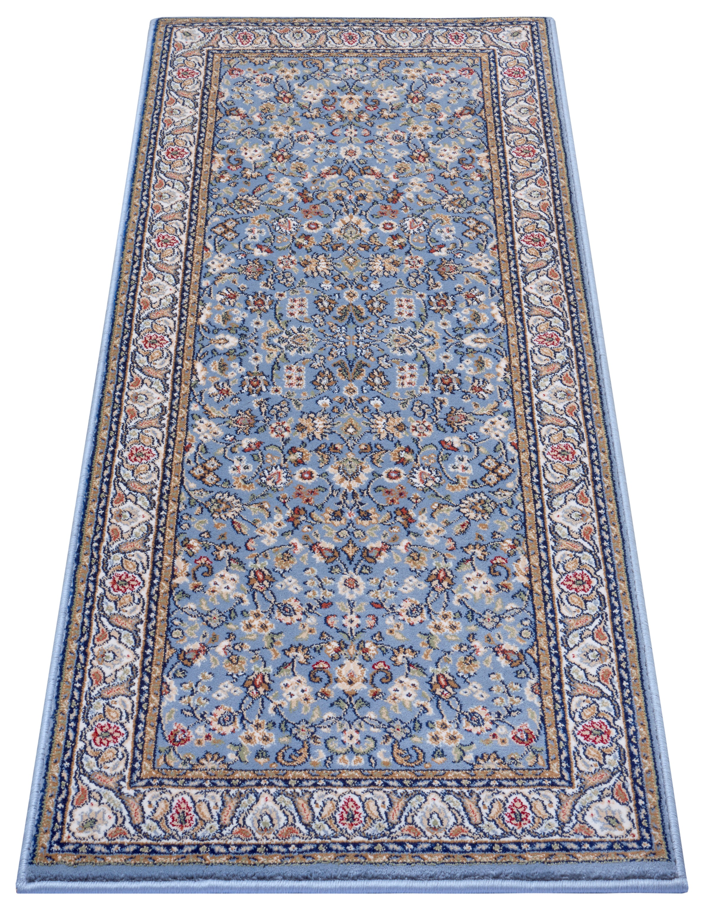 Unique Loom Teppich Läufer 70x305 Cm – Traditionelles Blumenmuster, Beige/Blau, Polypropylen, Aus Der Türkei