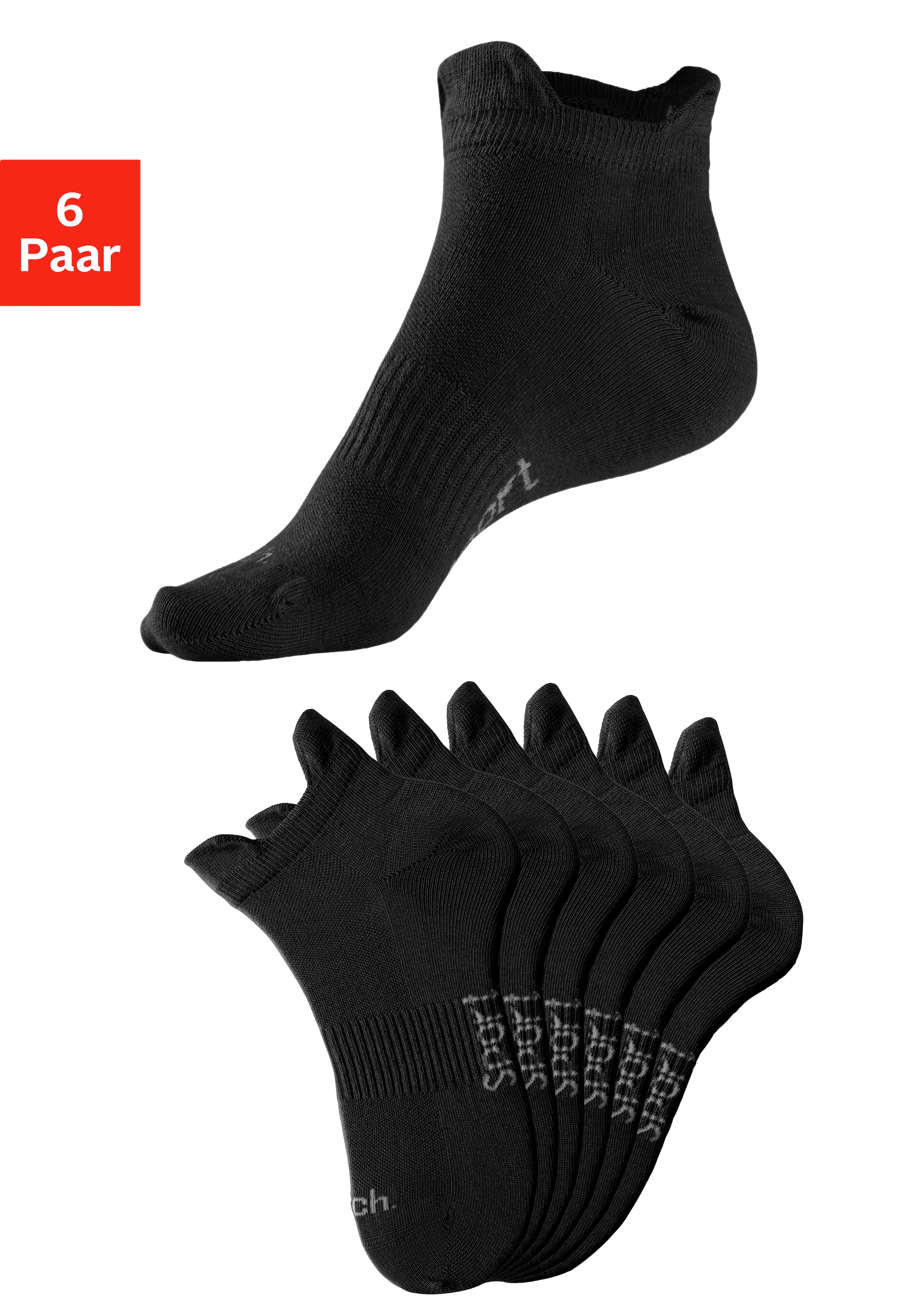 Bench. Sneakersocken, (Packung, 6 Paar), mit feiner Mesh Konstruktion und Mittelfußgummi