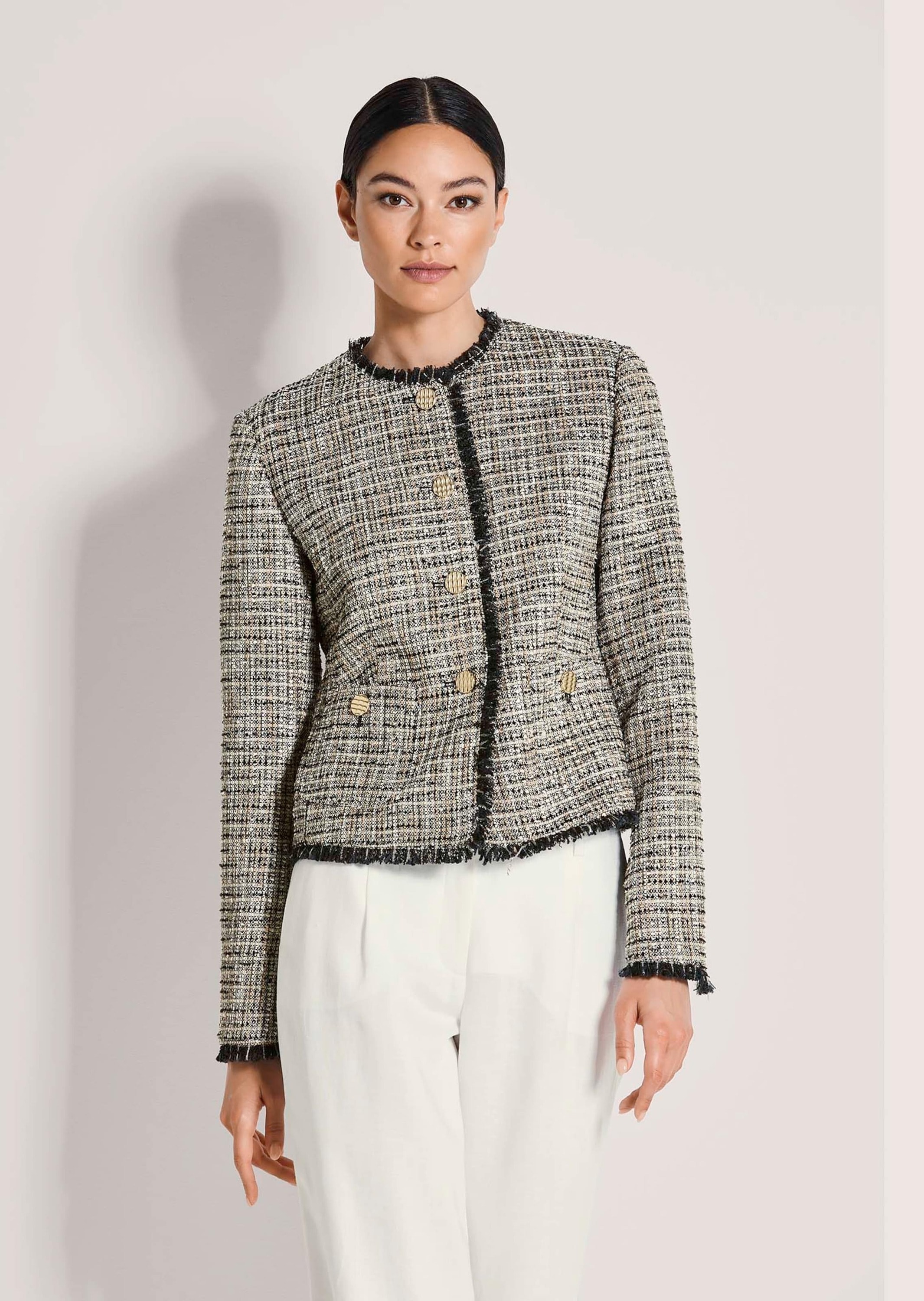 MADELEINE Jackenblazer »Blazer Tweed-Blazer mit Fransendetails« Tweed Blazer mit Fransendetails