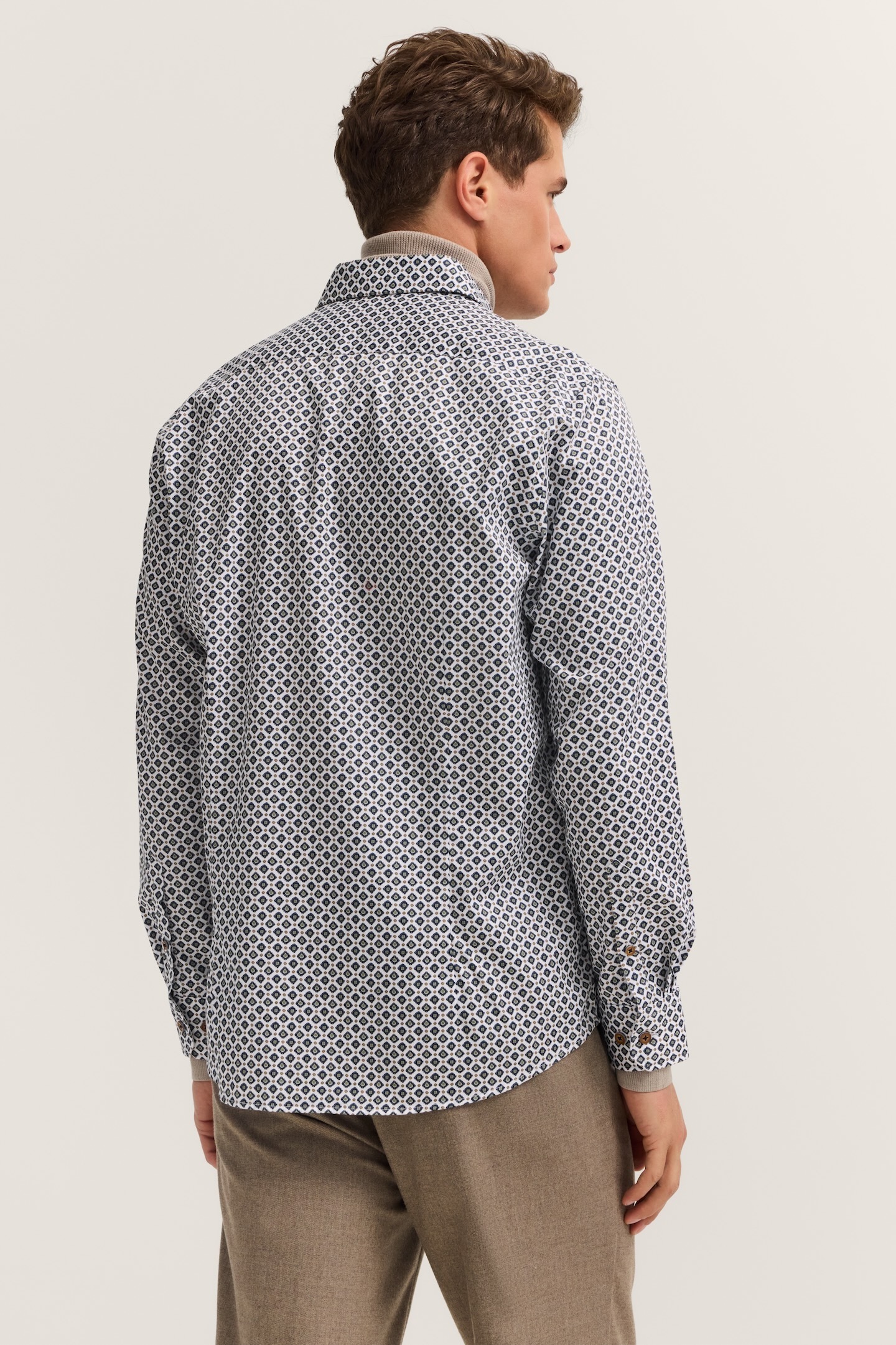 bugatti Langarmhemd "Modern Fit", mit Rauten-Muster und Easy-Care Funktion günstig online kaufen