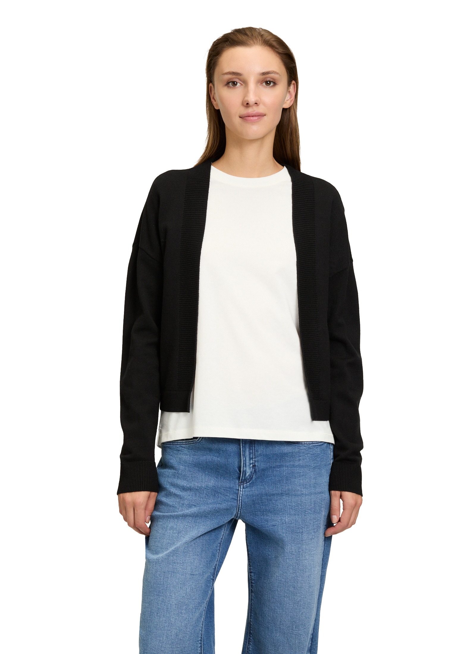Cartoon Strickjacke "Damen Basic-Strickjacke mit Rippbündchen", 1 Stk. Ripp günstig online kaufen