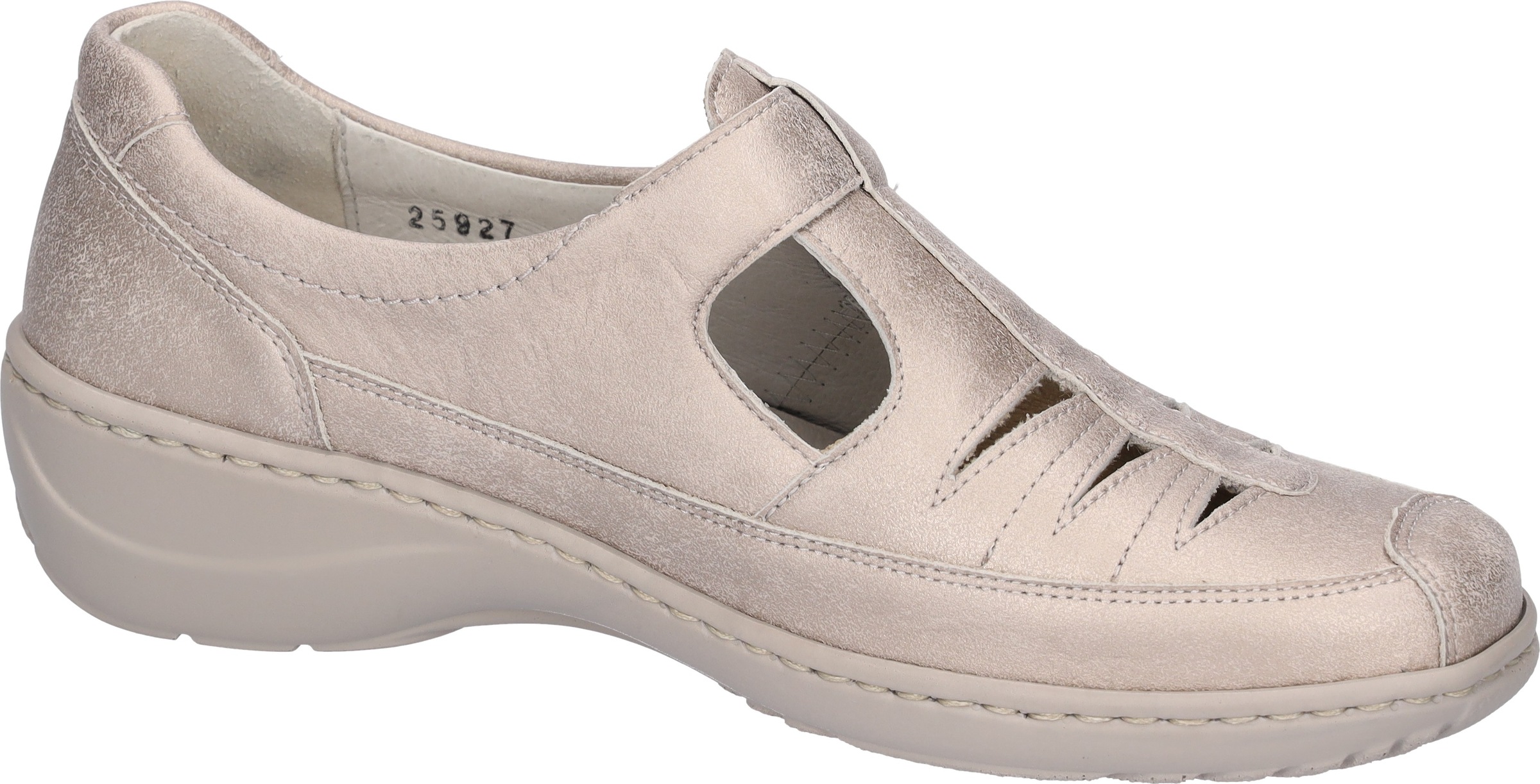 Klettschuh WALDLÄUFER "KYA", Herren, Gr. 8 (42), hellgrau, Nappaleder, metallic, Basic, Schuhe Klettschuh, Bequemschuh, Halbschuh mit Klettverschluss, in Komfortweite K 3