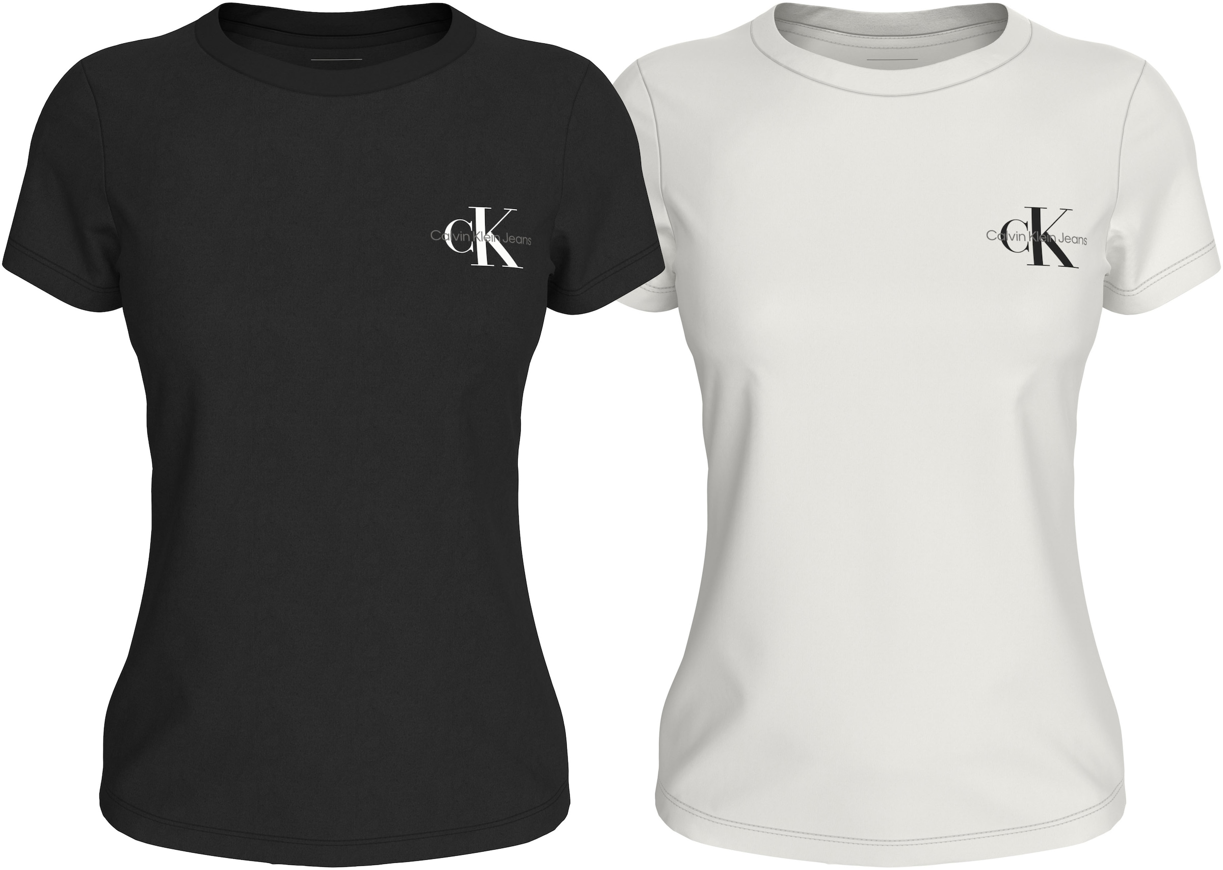 Rundhalsshirt »2-PACK MONOLOGO SLIM TEE«, mit Calvin Klein Jeans Logoprint auf der Brust