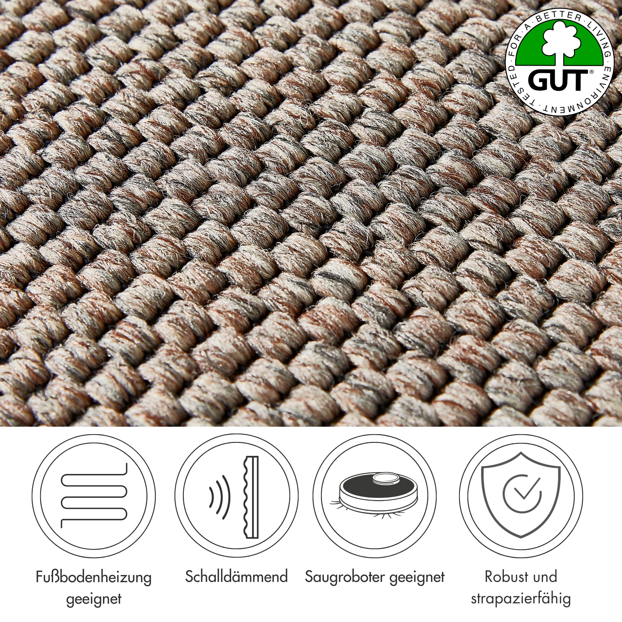 Andiamo Teppichboden »Odense, Made in Netherlands«, rechteckig, 8 mm Höhe, meliert, Breite 400 cm, mit Wabenstruktur, strapazierfähig & robust