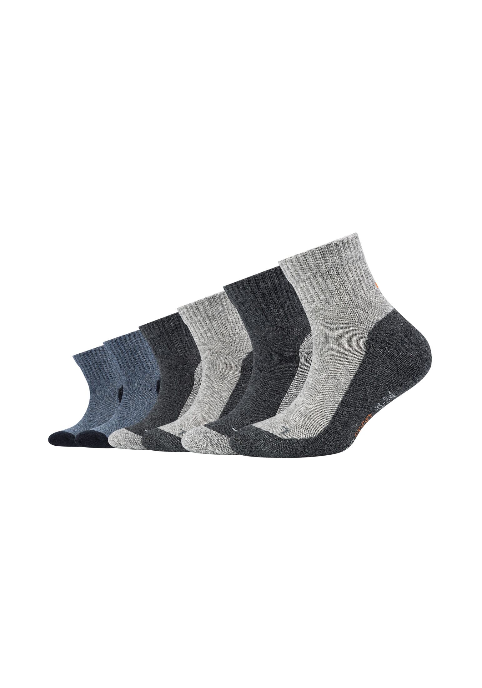 CAMANO Mädchen Sportsocken "Sportsocken kurz 6er Pack", Gr. 27, grau, 58% Baumwolle, 24% Polyester, 16% Polyamid, 2% Elasthan, Socken