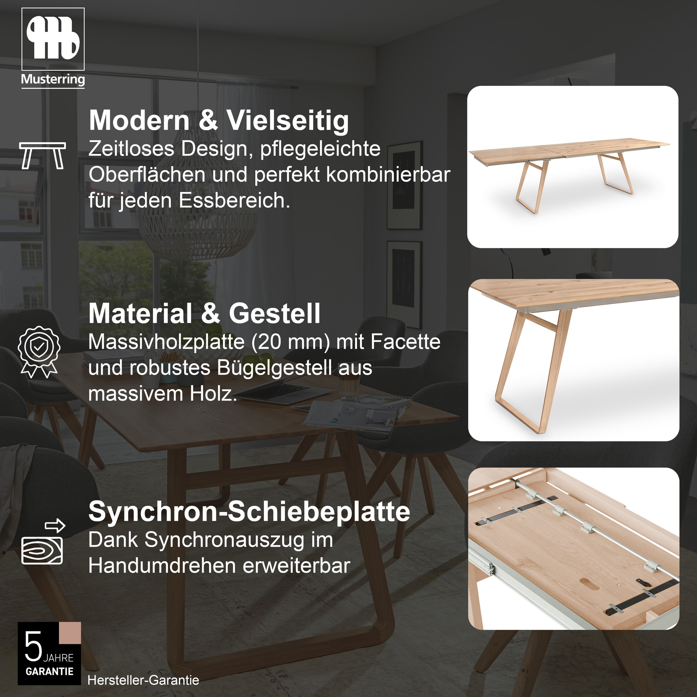 Musterring Tavia Dining Table Brown Oak 3