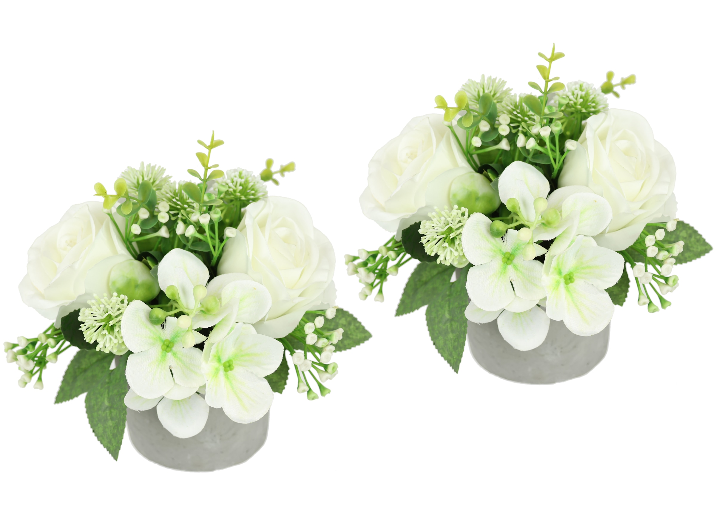 I.GE.A. Kunstblume "Blumengesteck im Topf 2er Set", Rosen Hortensie Hochzei günstig online kaufen